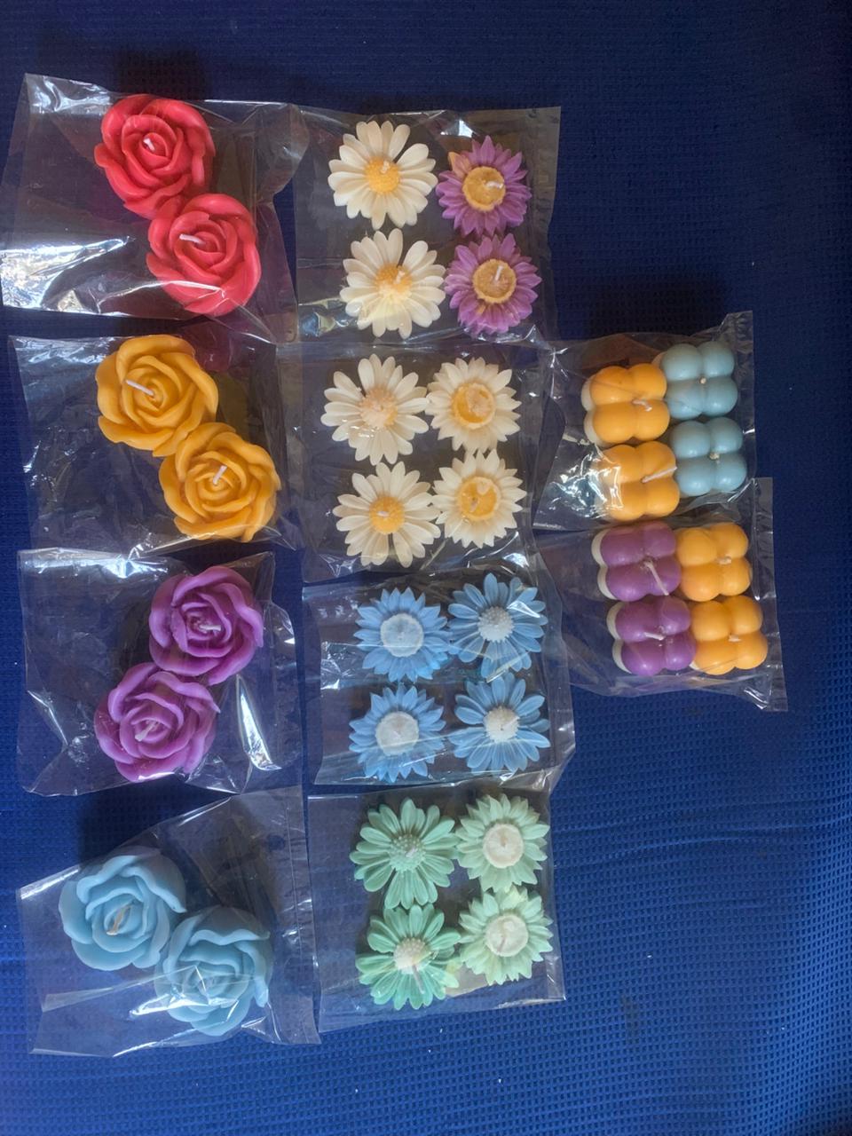 Combo Decorative Flower and Bead Candle Set