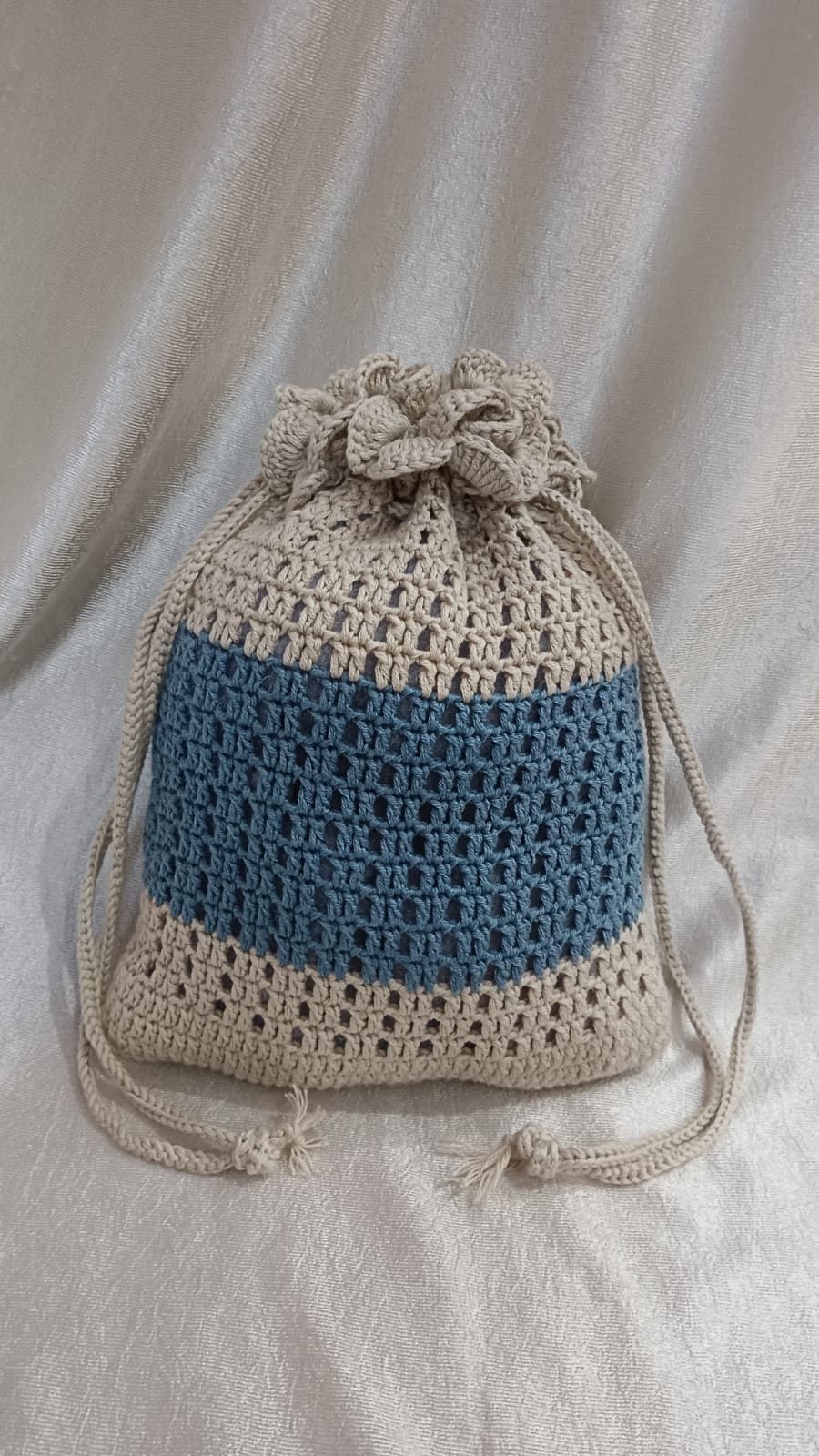 Handmade Crochet Drawstring Bag
