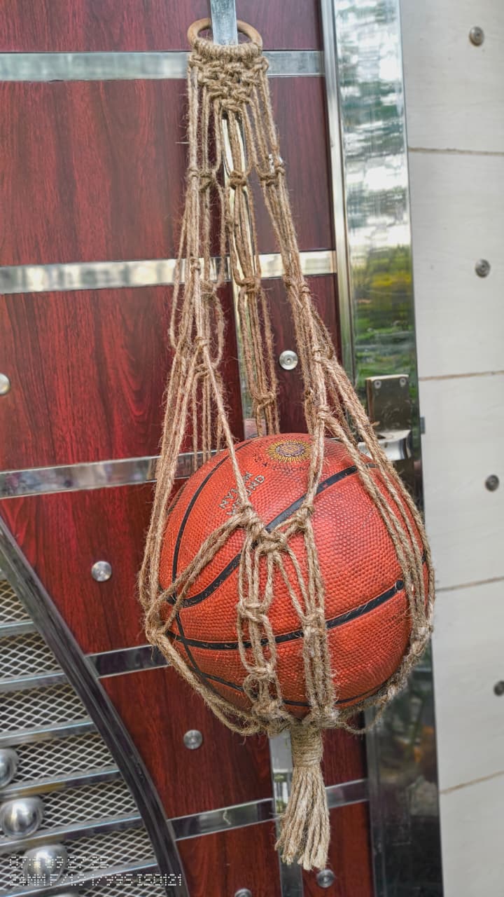Macrame Jute Basketball Carrier