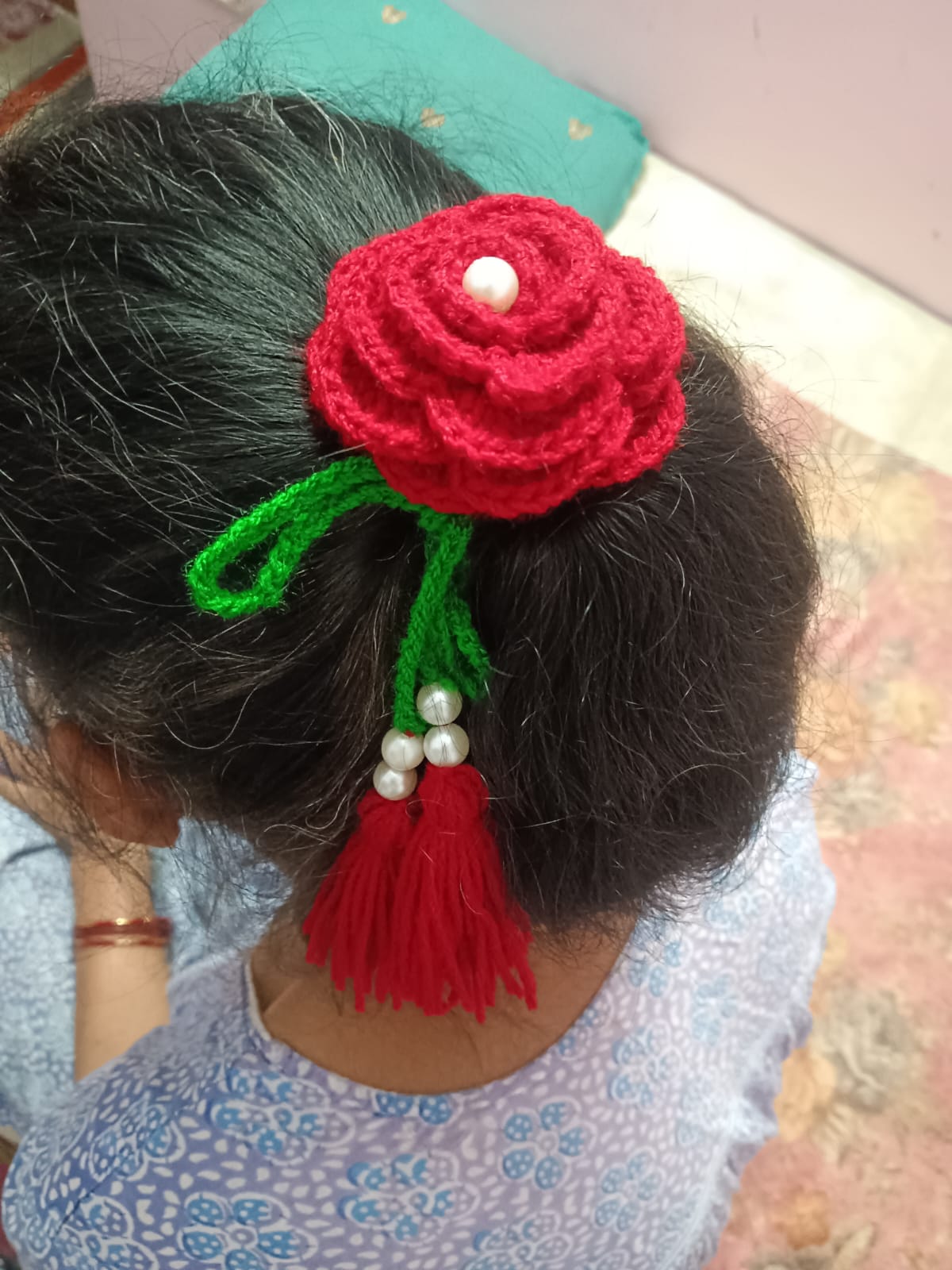 Handmade Red Rose Hair Accessory