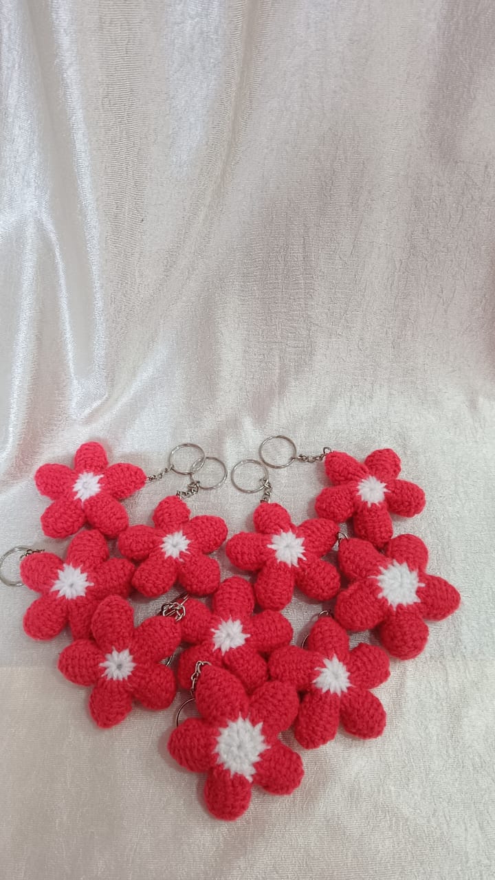 Handmade Crochet Flower Keychain
