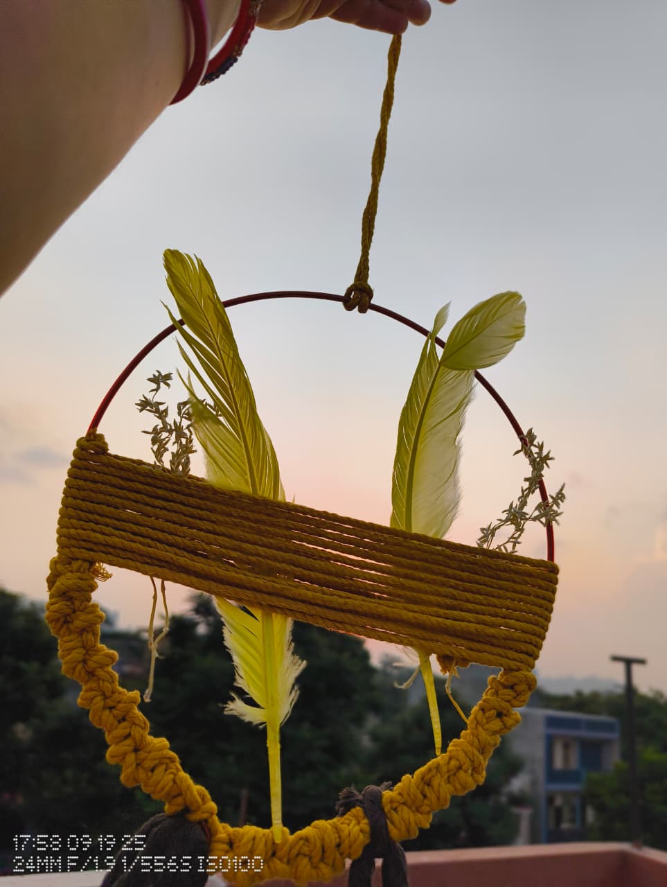 Golden Bloom Macrame Wall Hanging