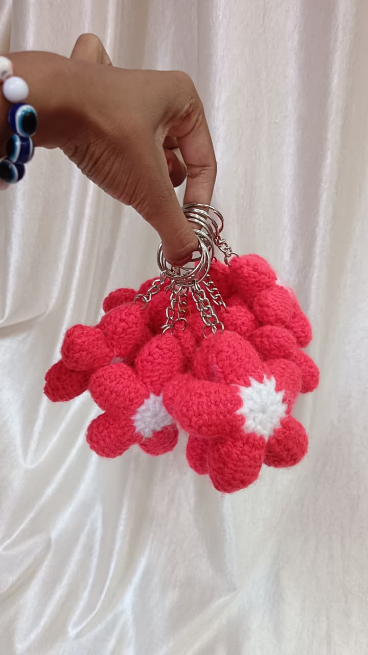 Handmade Crochet Flower Keychain