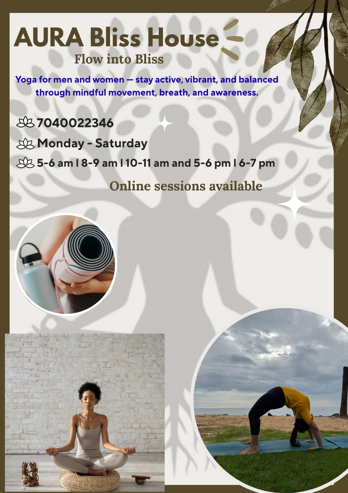 AURA Bliss House Yoga Sessions (One month plan)