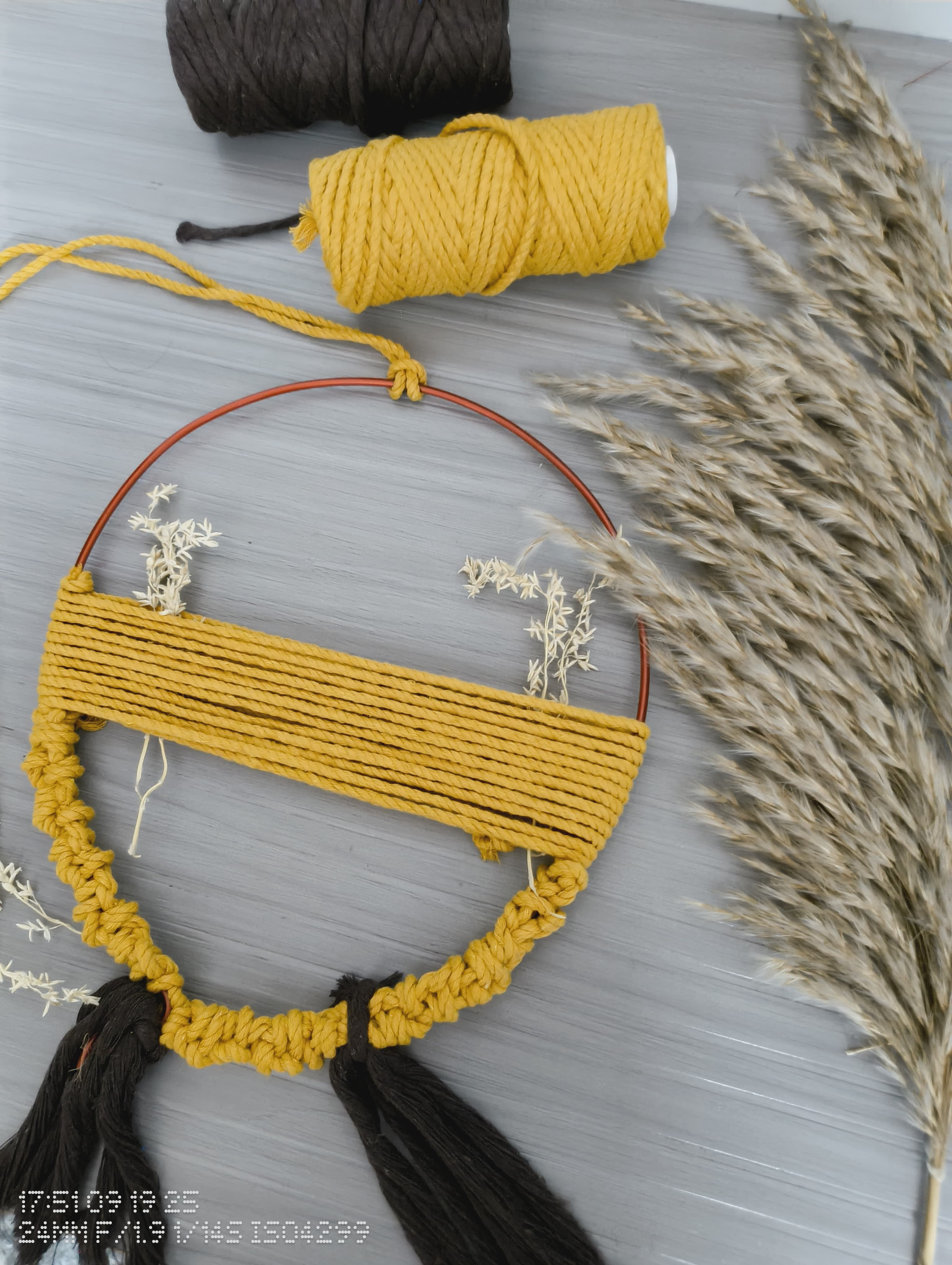 Golden Bloom Macrame Wall Hanging
