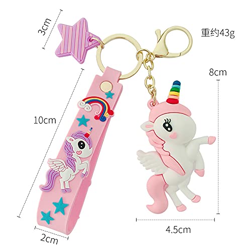 Flying Unicorn 3D Keychain | Cute Silicone Unicorn Keyring – Keychain for Girls, Purse, Bag, Key & Gifting | Pack of 1 - Color Pink