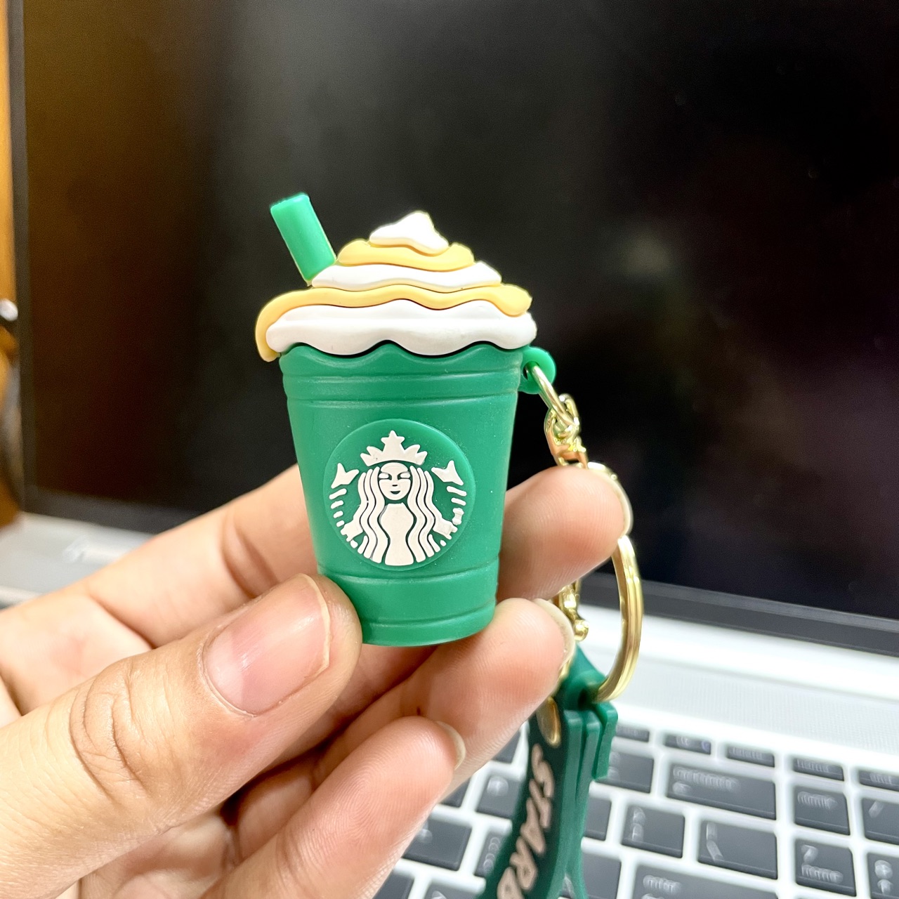 Starbucks Coffee Cup Keychain | Cute Silicone 3D Coffee Cup | Keyring for Bag, Purse, Bike, Car | Cute and Trendy Accessories | A Stylish and Practical Gift Item for Coffee Lovers - Pack of 1 - Green