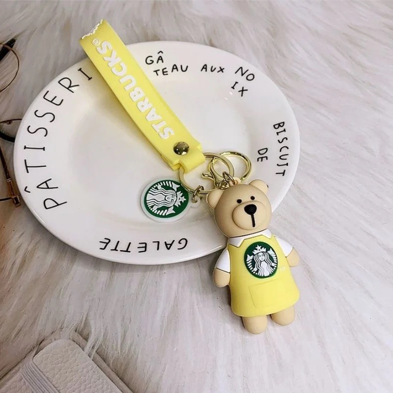 Starbucks Bear 3D Keychain | Cute Kawaii Accessories | Keyring for Bags, Keys & Gifts – Pack of 1 (Random Color)