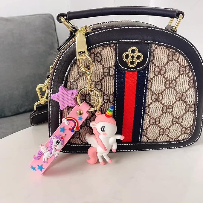 Flying Unicorn 3D Keychain | Cute Silicone Unicorn Keyring – Keychain for Girls, Purse, Bag, Key & Gifting | Pack of 1 - Color Pink