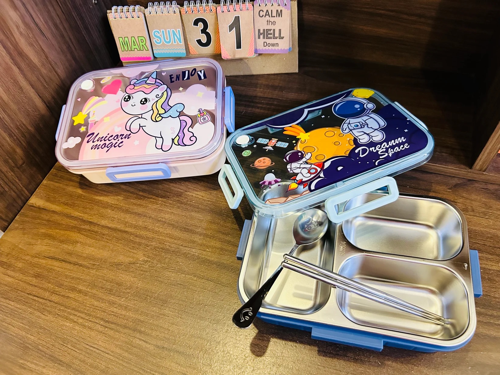 Unicorn 3 Grid Stainless Steel Insulated Lunch Box – 100% Leakproof, Spillproof & Temperature-Controlled