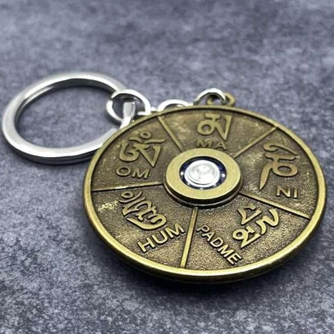 Vintage Tibetan Design Keychain Ladakh Bike | Rotating Spinning Metal Keychain | Perfect Keychain For Car, Bikes | Keychain for Boys, Men