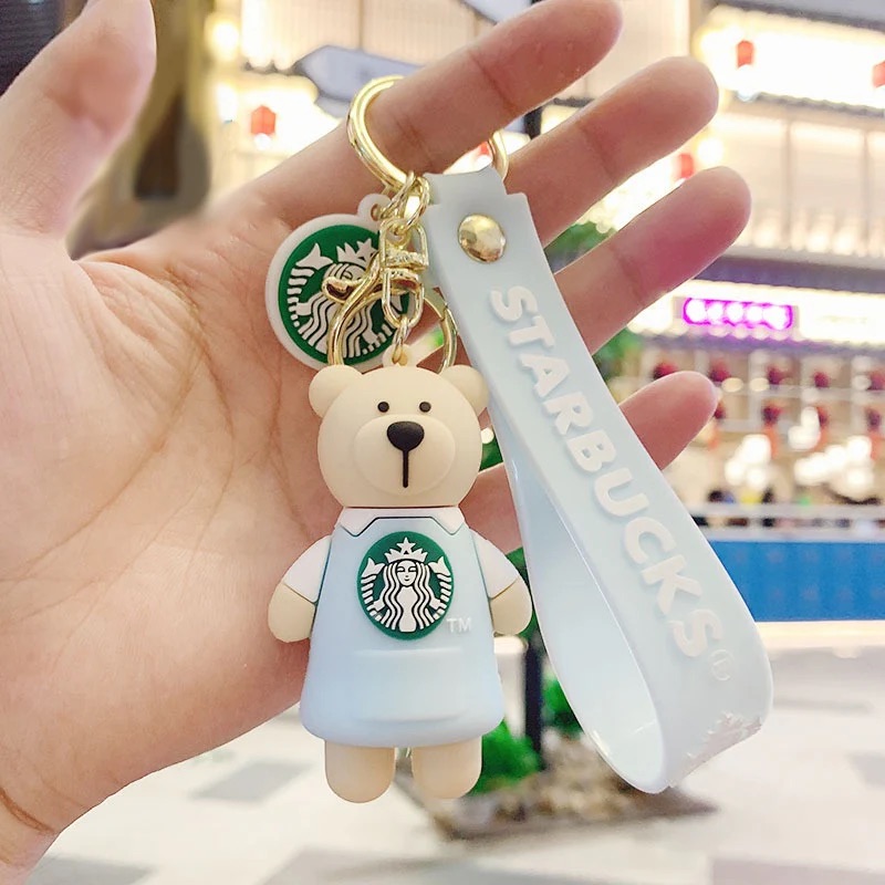 Starbucks Bear 3D Keychain | Cute Kawaii Accessories | Keyring for Bags, Keys & Gifts – Pack of 1 (Random Color)