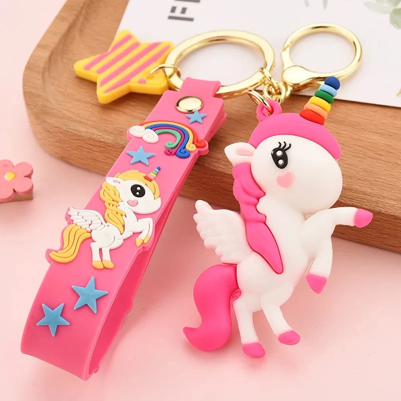 Flying Unicorn 3D Keychain | Cute Silicone Unicorn Keyring – Keychain for Girls, Purse, Bag, Key & Gifting | Pack of 1 - Color Pink