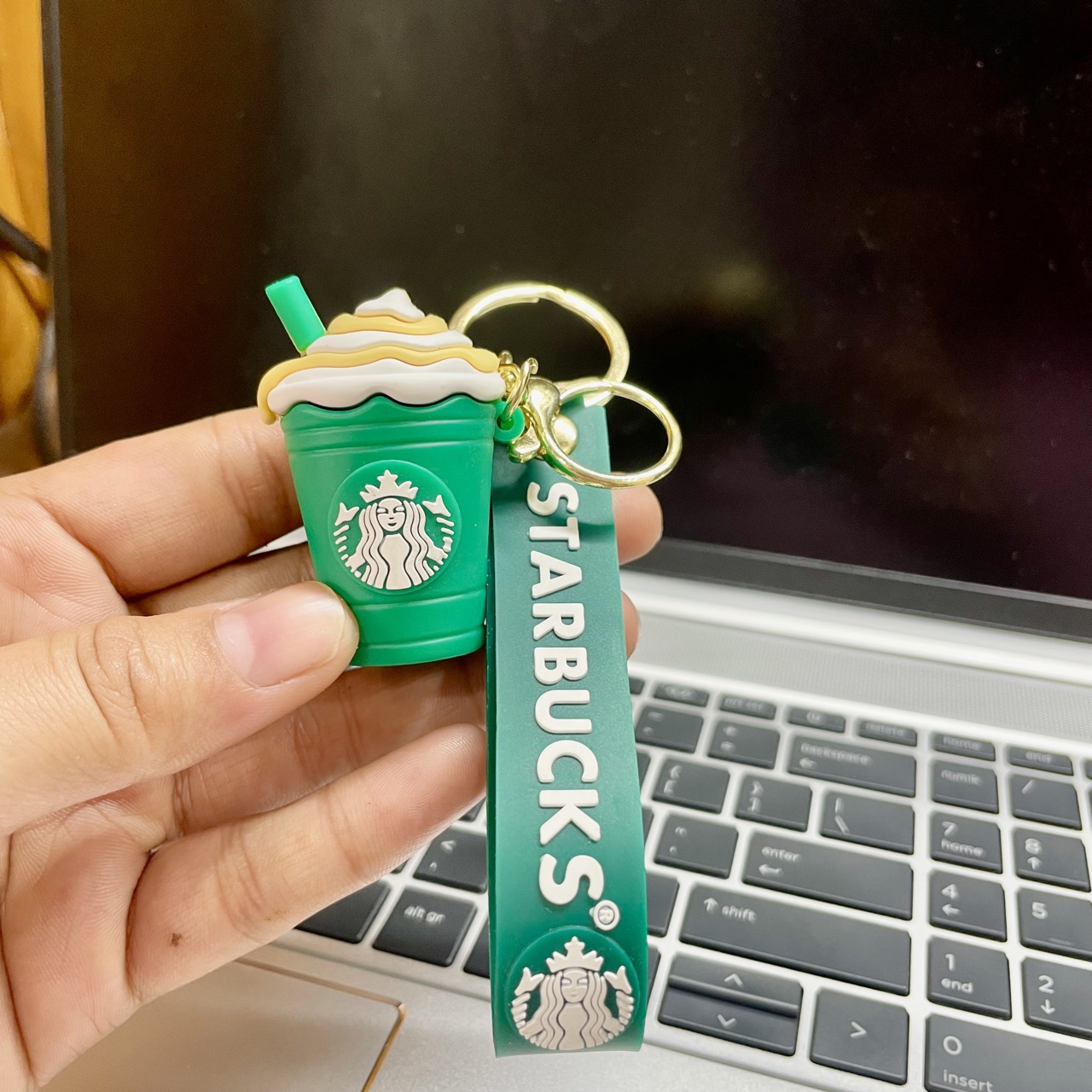 Starbucks Coffee Cup Keychain | Cute Silicone 3D Coffee Cup | Keyring for Bag, Purse, Bike, Car | Cute and Trendy Accessories | A Stylish and Practical Gift Item for Coffee Lovers - Pack of 1 - Green