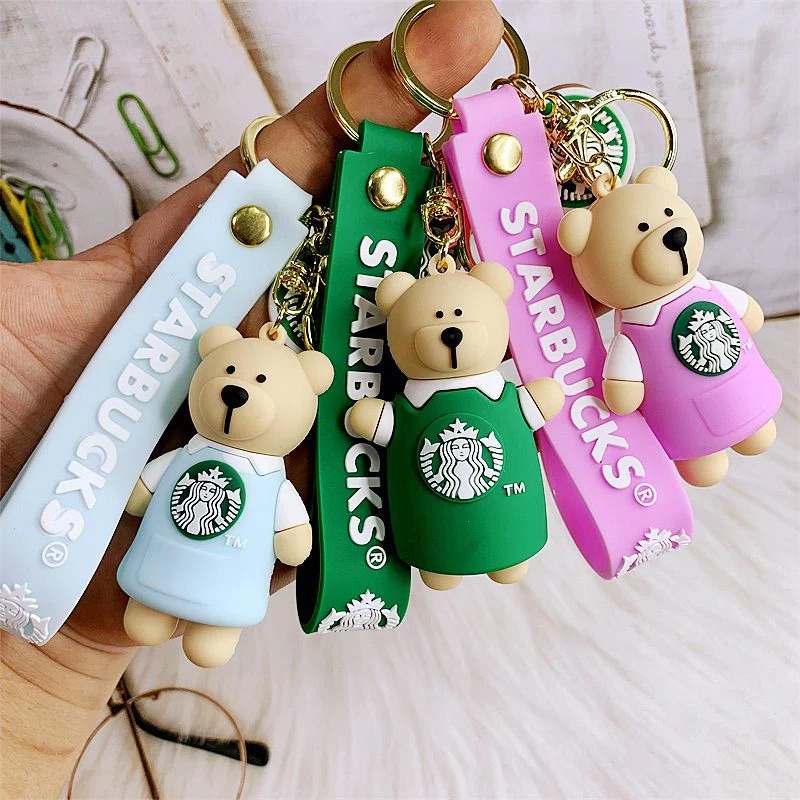 Starbucks Bear 3D Keychain | Cute Kawaii Accessories | Keyring for Bags, Keys & Gifts – Pack of 1 (Random Color)