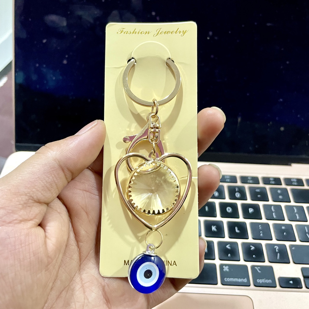 Evil Eye Heart Keychain