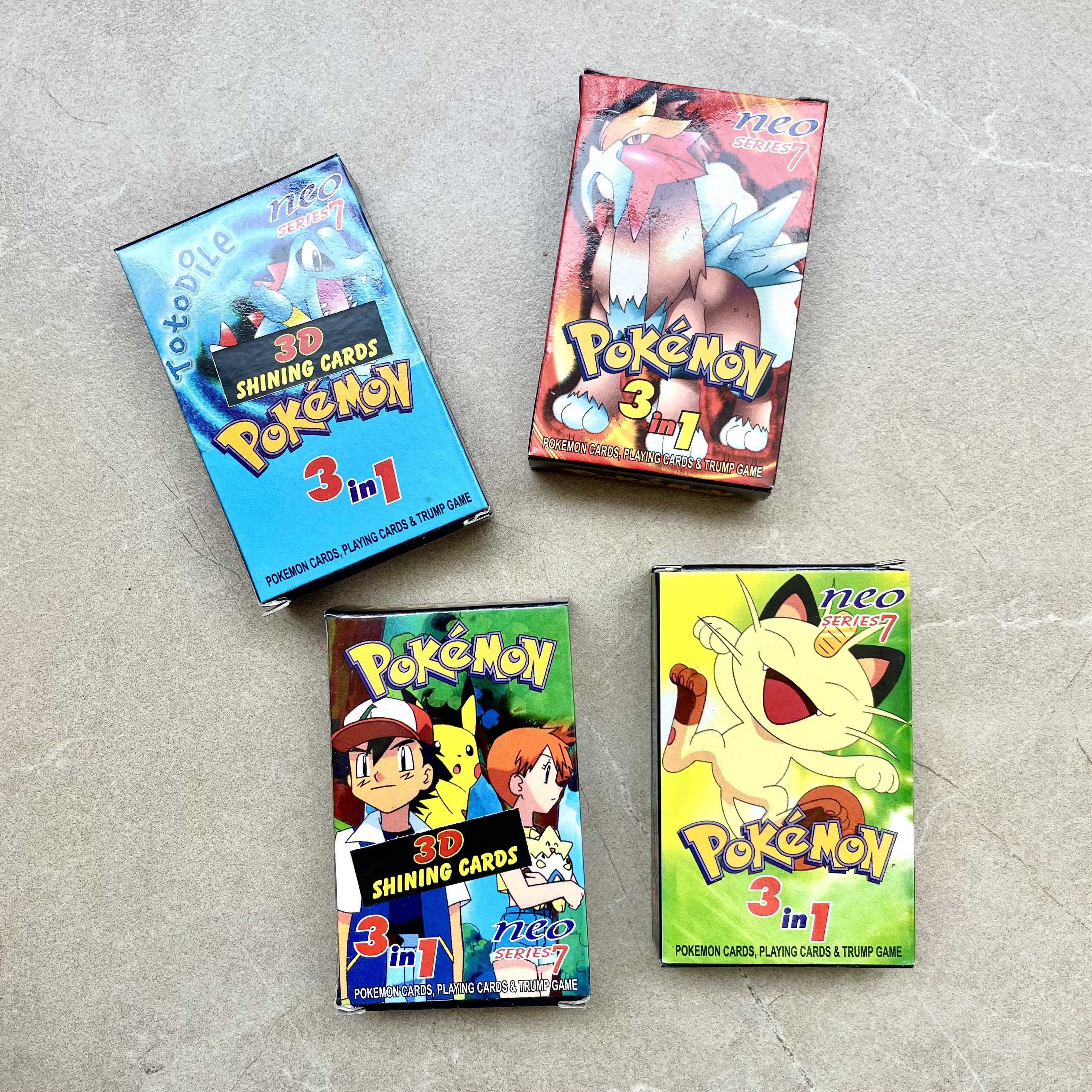 Pokemon Trading Cards Game Set – 3 in-1 Pokemon Cards, Playing Cards & Trump Game | Neo Series 7 | 3D Shining Cards | 55 Amazing Cards in Each Pack
