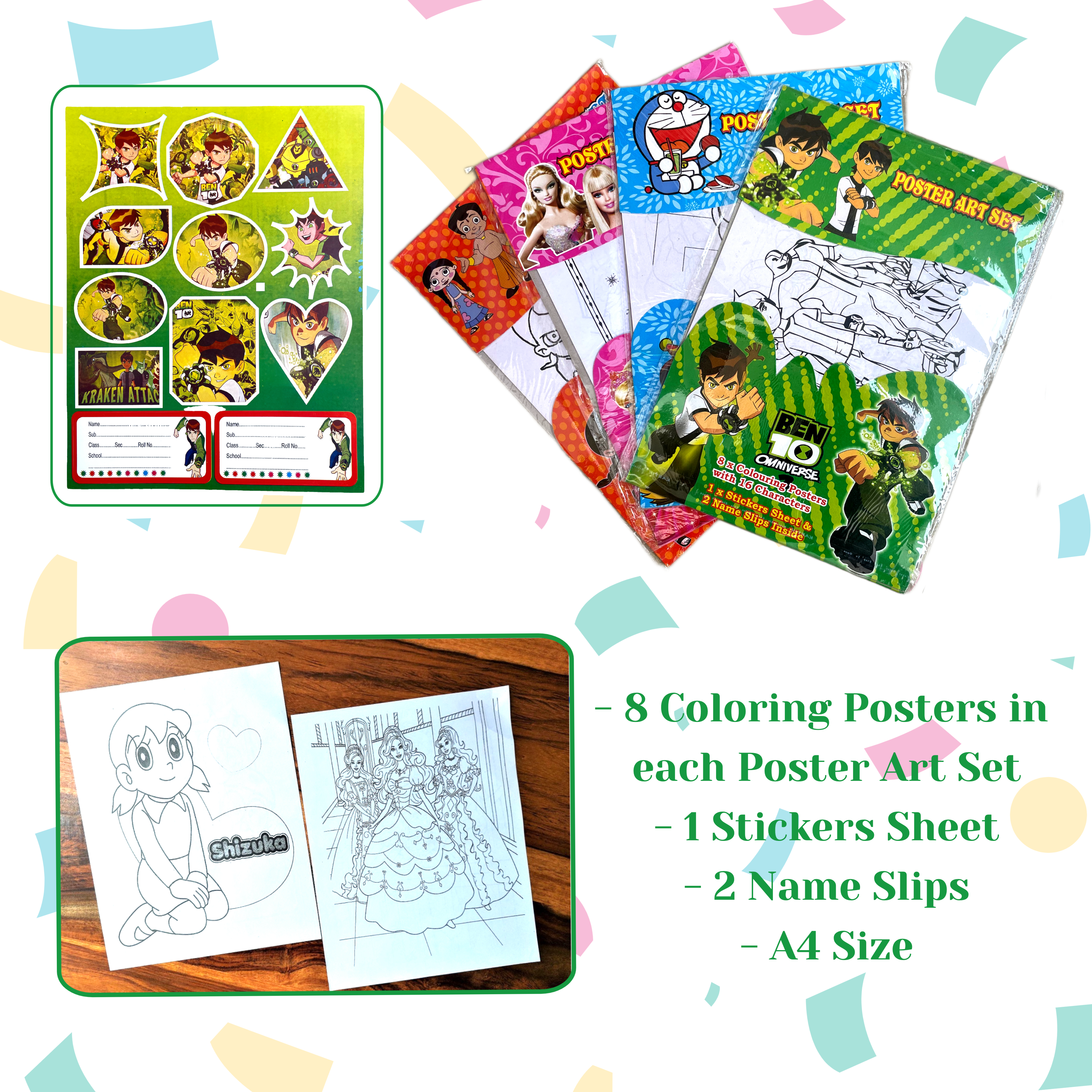 Children's Coloring Books |  4 Coloring Drawing Poster Books
