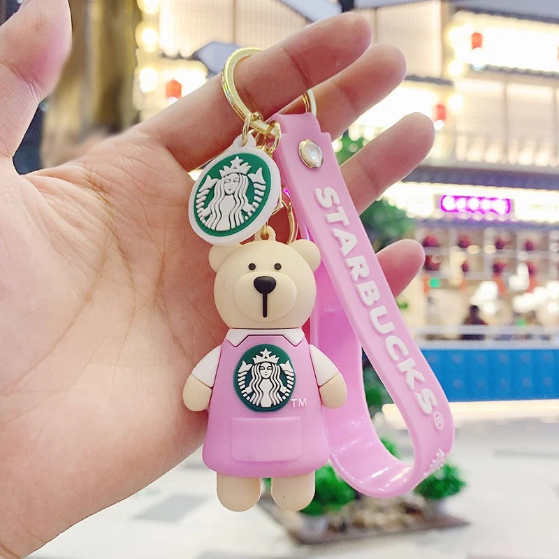 Starbucks Bear 3D Keychain | Cute Kawaii Accessories | Keyring for Bags, Keys & Gifts – Pack of 1 (Random Color)