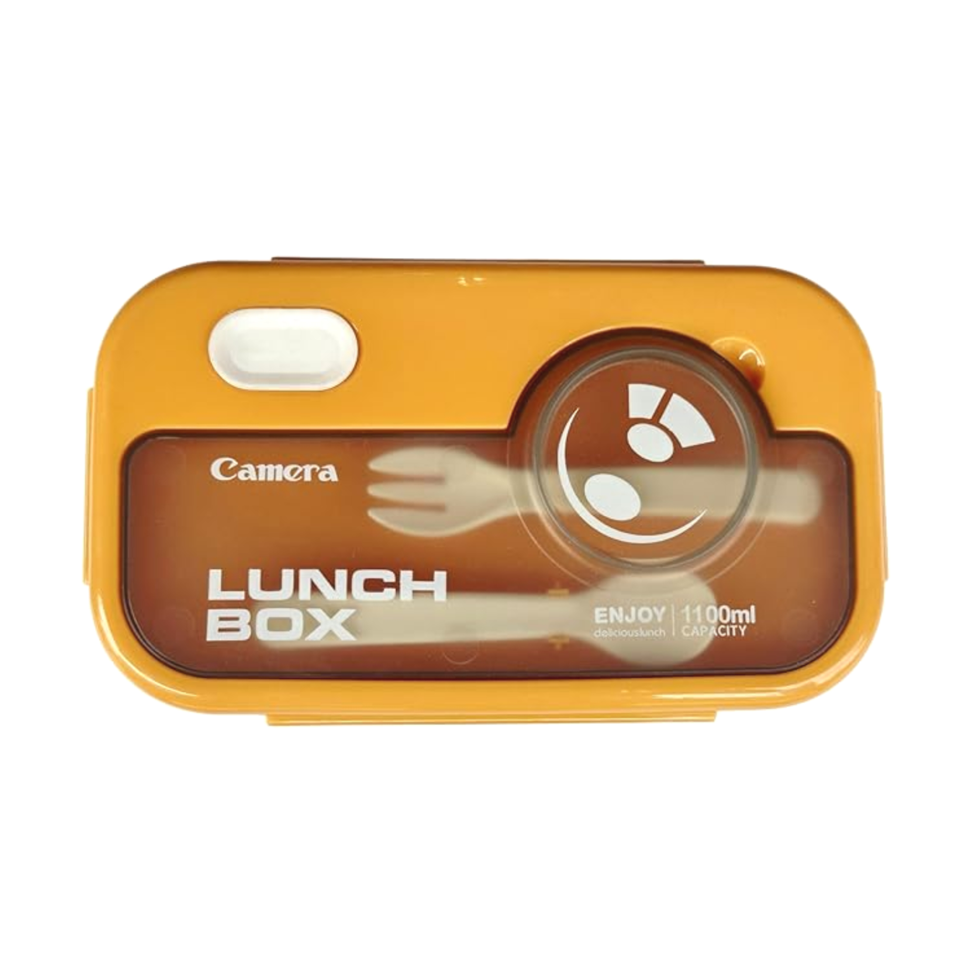 Camera Shaped Lunch Box with Fork + spoon – 1100ml | Microwave, Dishwasher, Freezer Safe | Leak-proof & BPA-Free