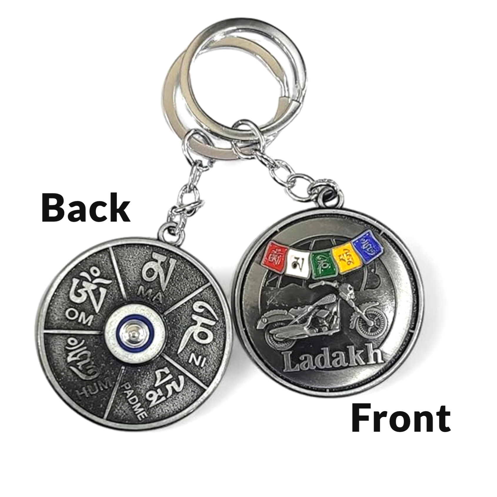 Vintage Tibetan Design Keychain Ladakh Bike | Rotating Spinning Metal Keychain | Perfect Keychain For Car, Bikes | Keychain for Boys, Men