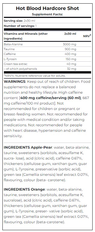 Shot Booster Pré-Workout Hot Blood