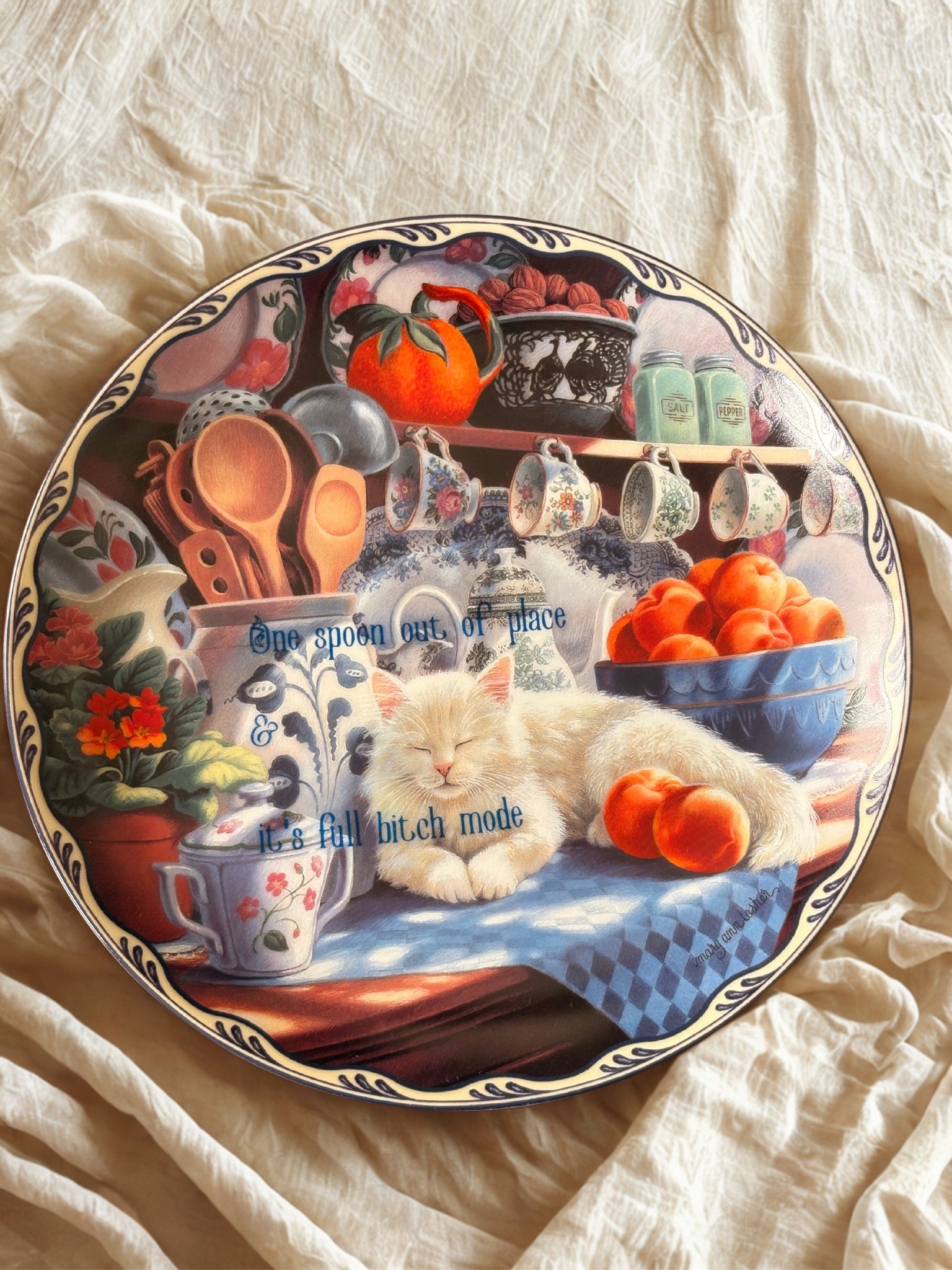 One Spoon Out of Place - Vintage Picture Plate