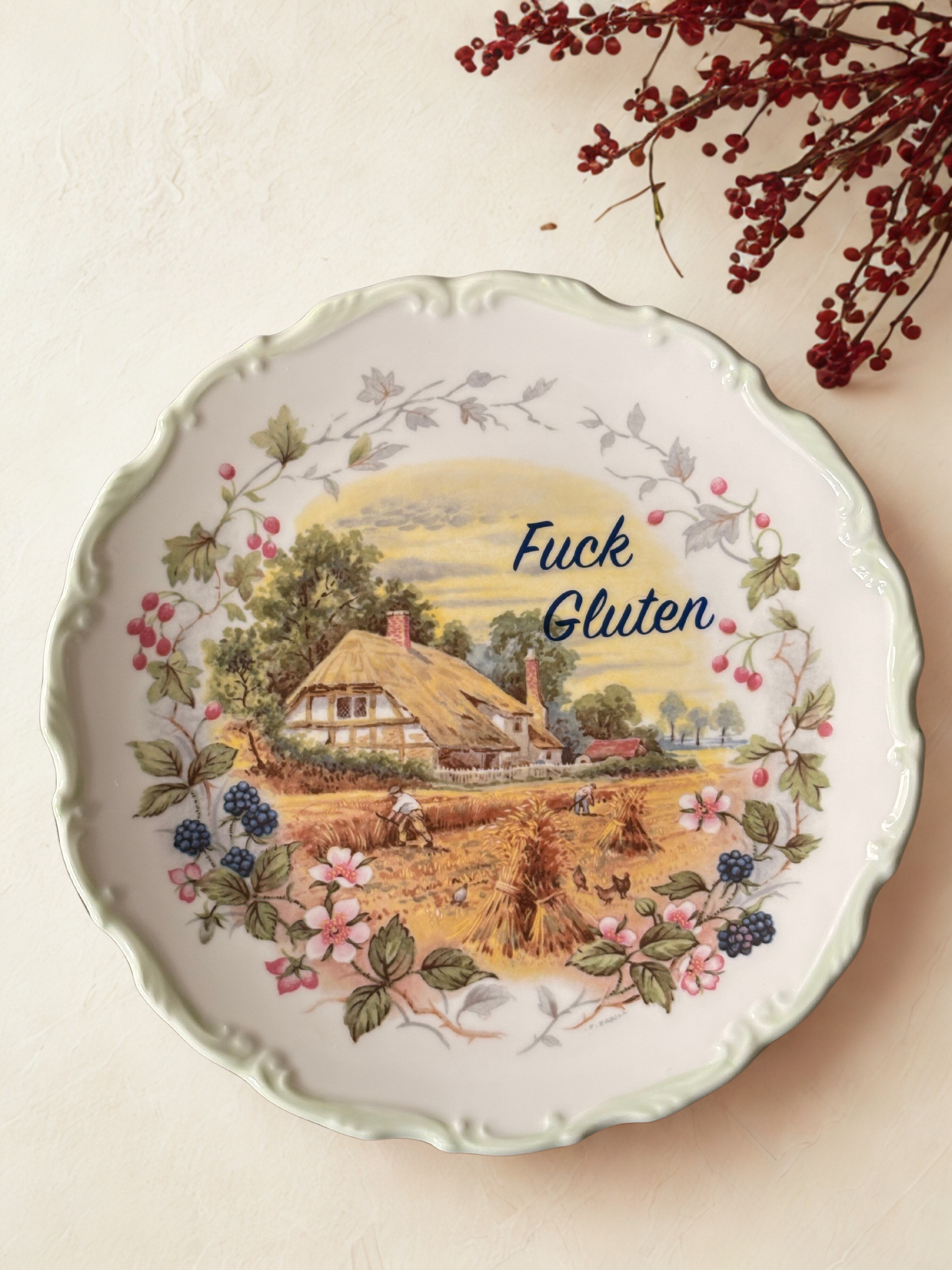 Fuck Gluten - Vintage Picture Plate