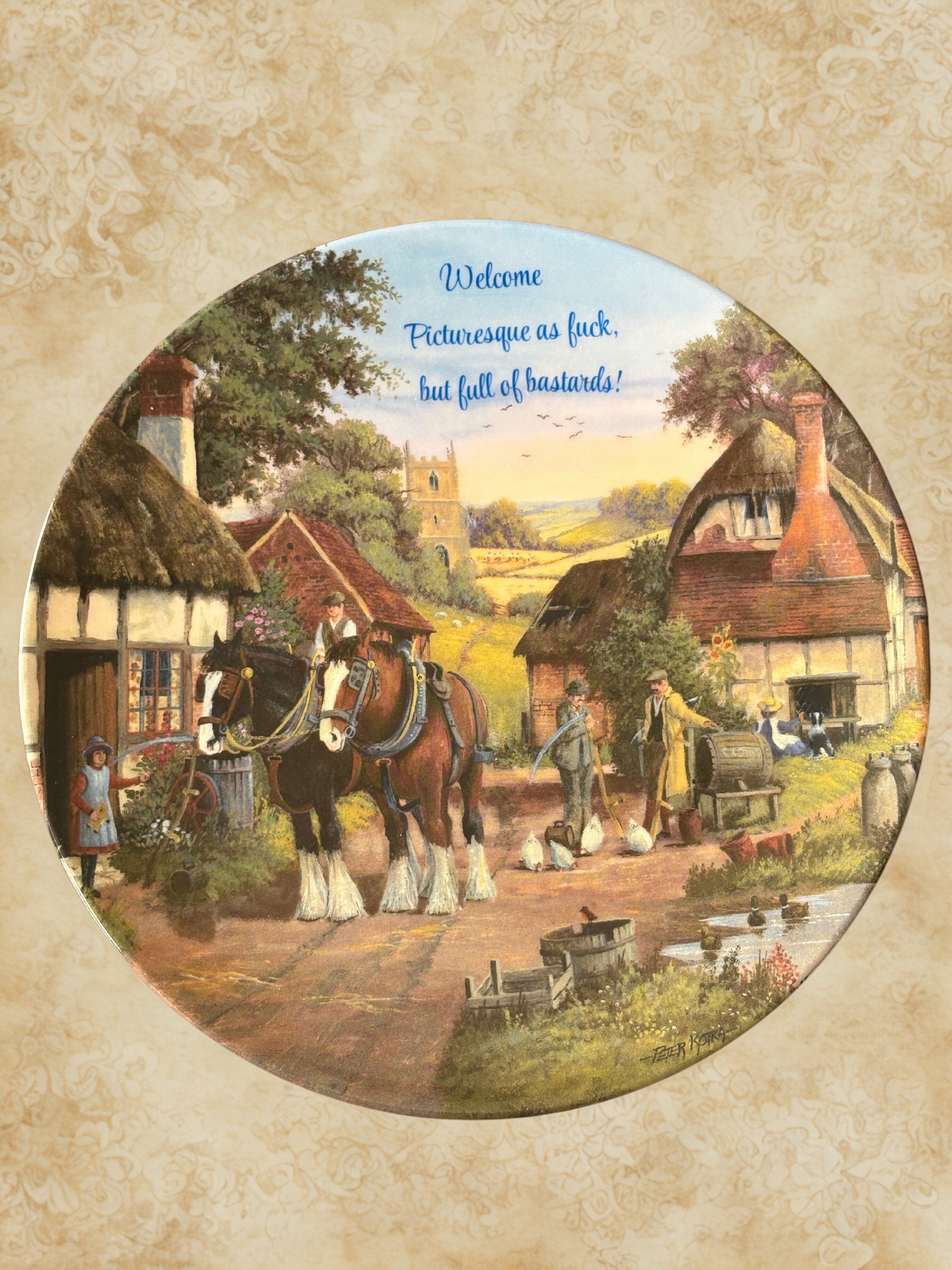 Welcome Picturesque As Fuck - Vintage Picture Plate