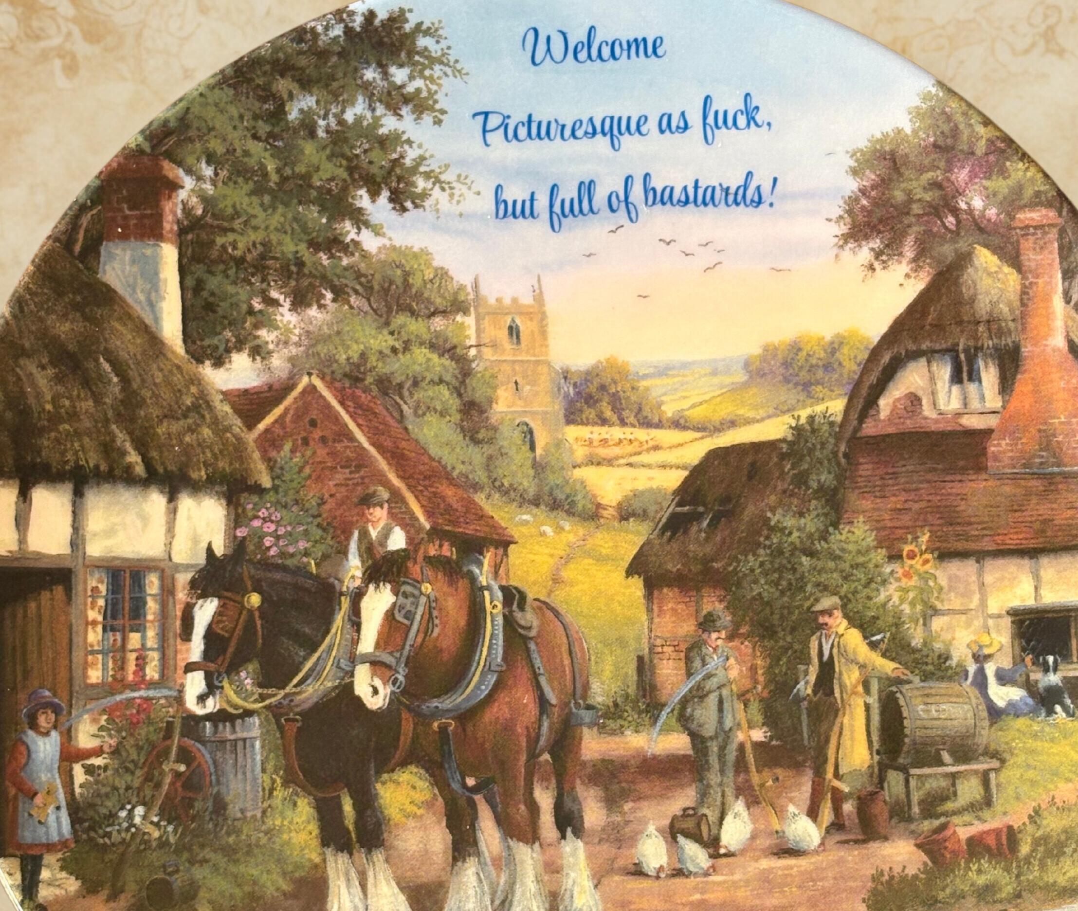 Welcome Picturesque As Fuck - Vintage Picture Plate