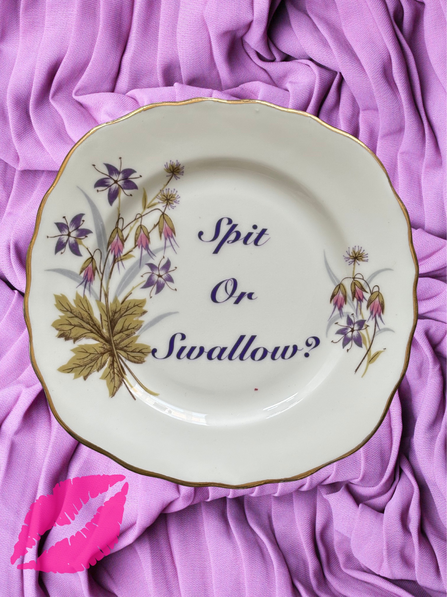 Spit or Swallow? - Vintage China Plate