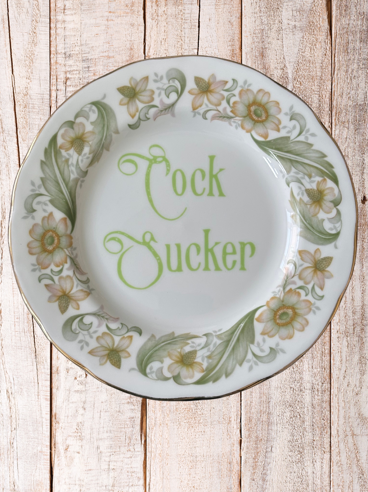 Cock Sucker - Vintage China  Plate