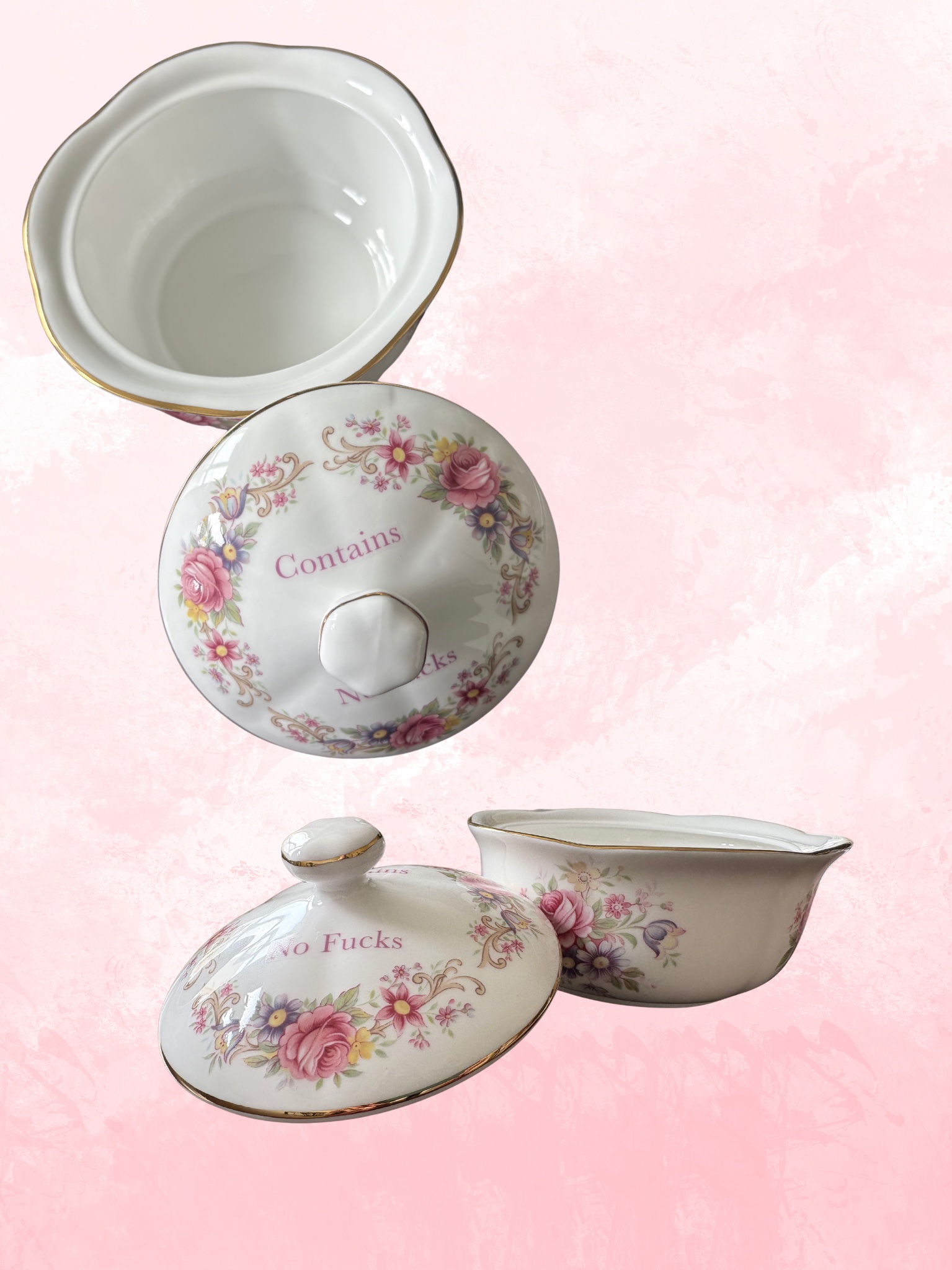 Contains No Fucks - Vintage Trinket Pot