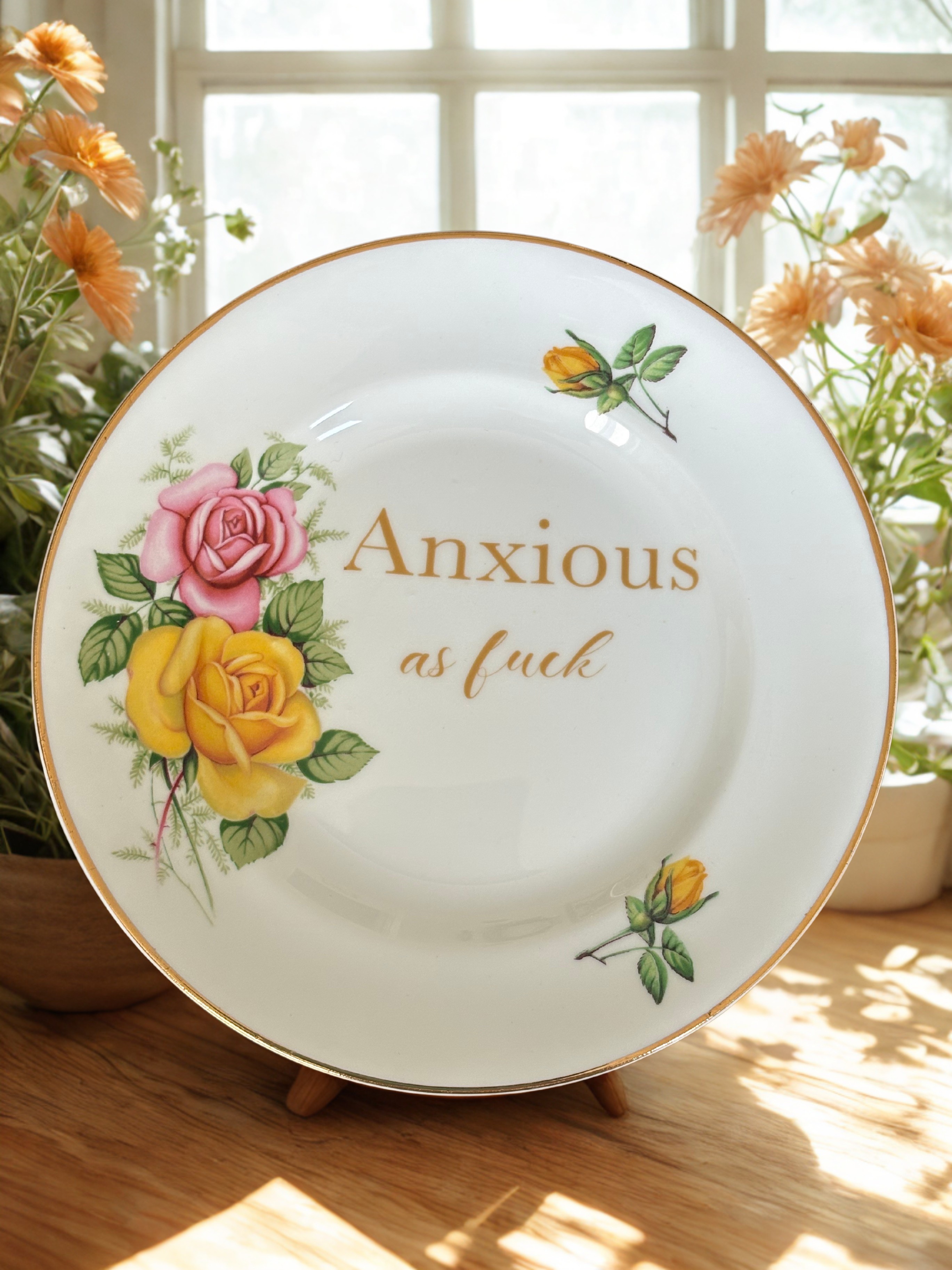 Anxious As Fuck - Vintage China Plate