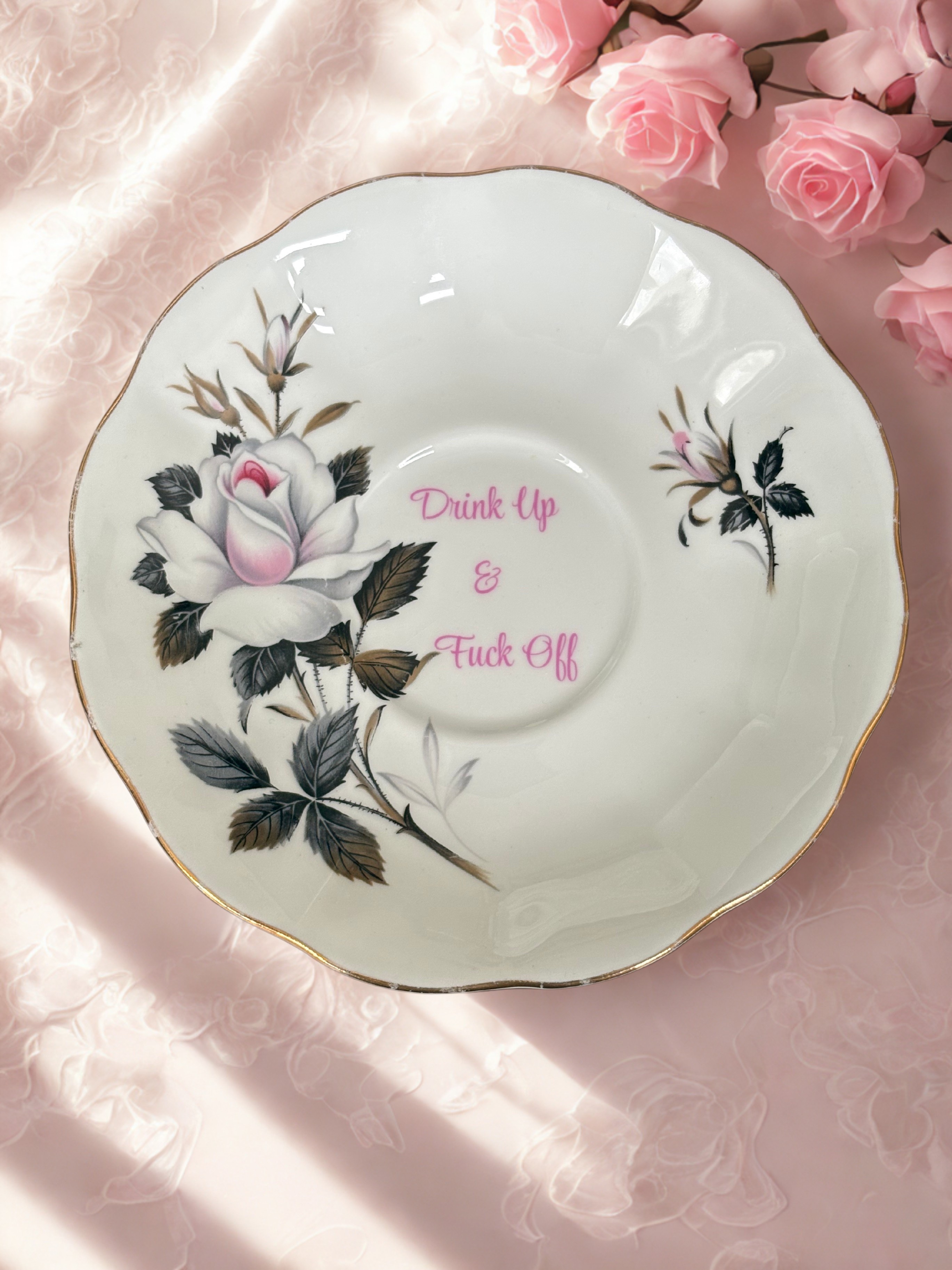 Drink up & Fuck off - Small Vintage China Plate