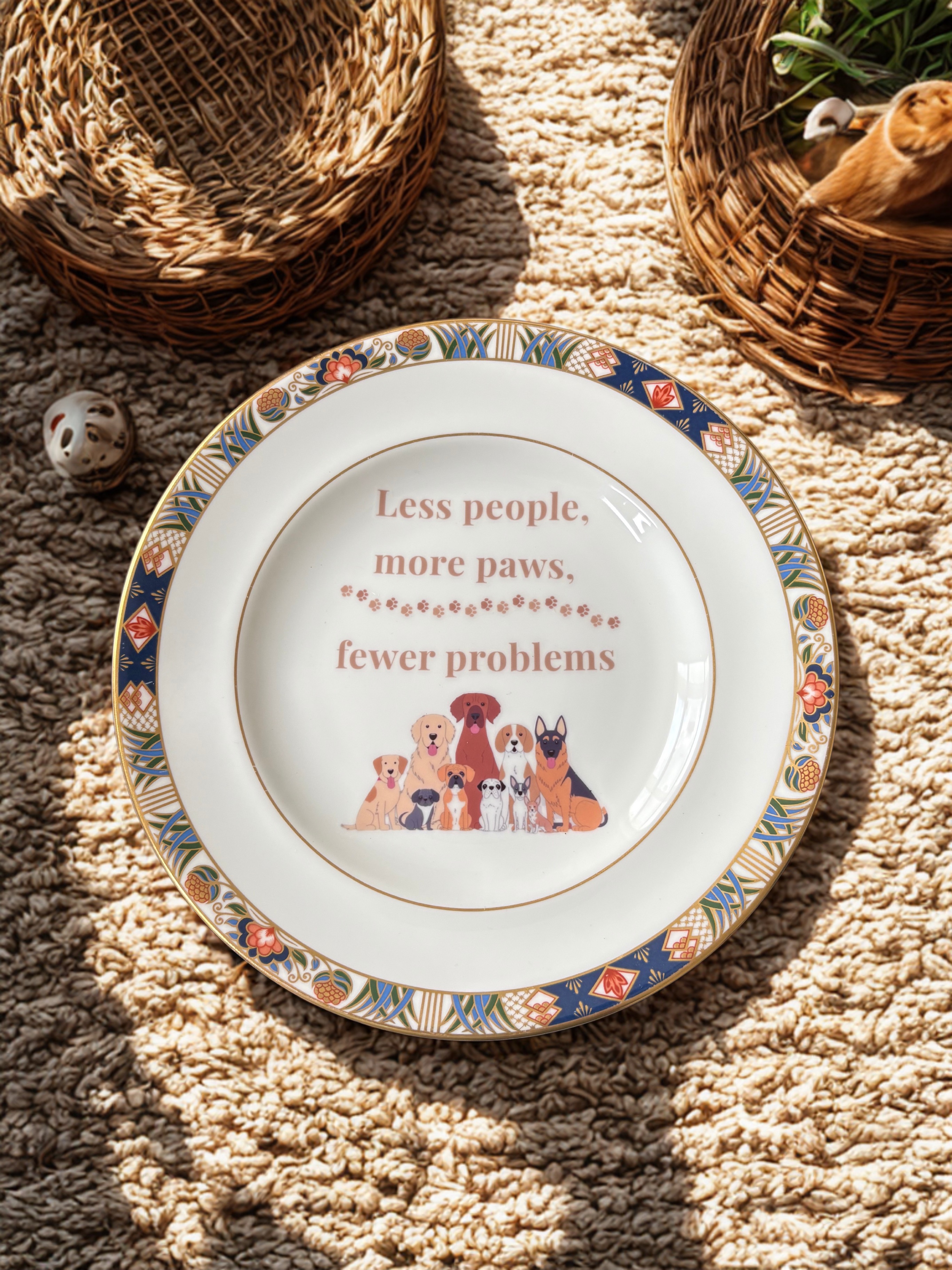 Less People, More Paws - Vintage China Plate