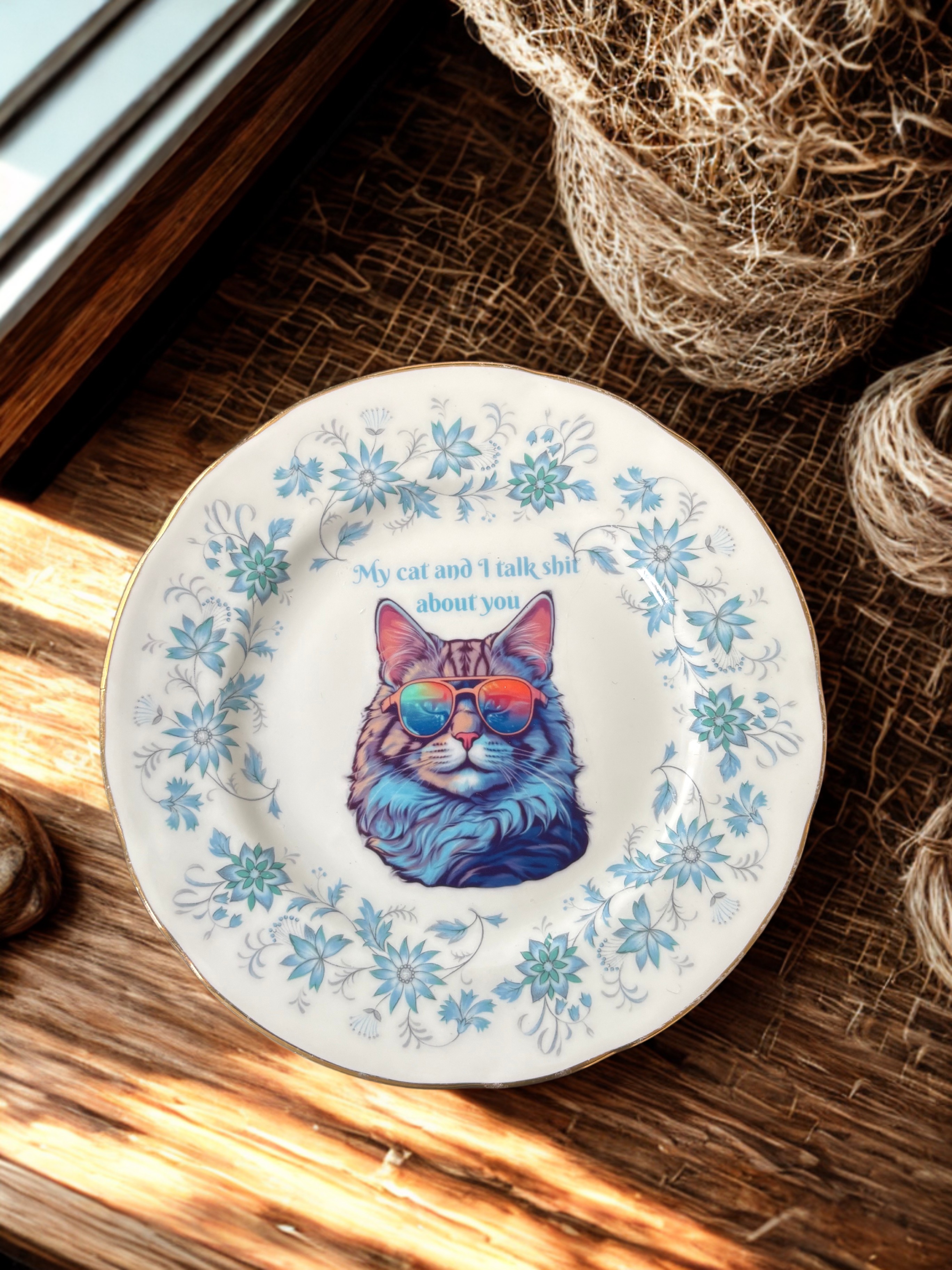 My cat & I - Vintage China Plate