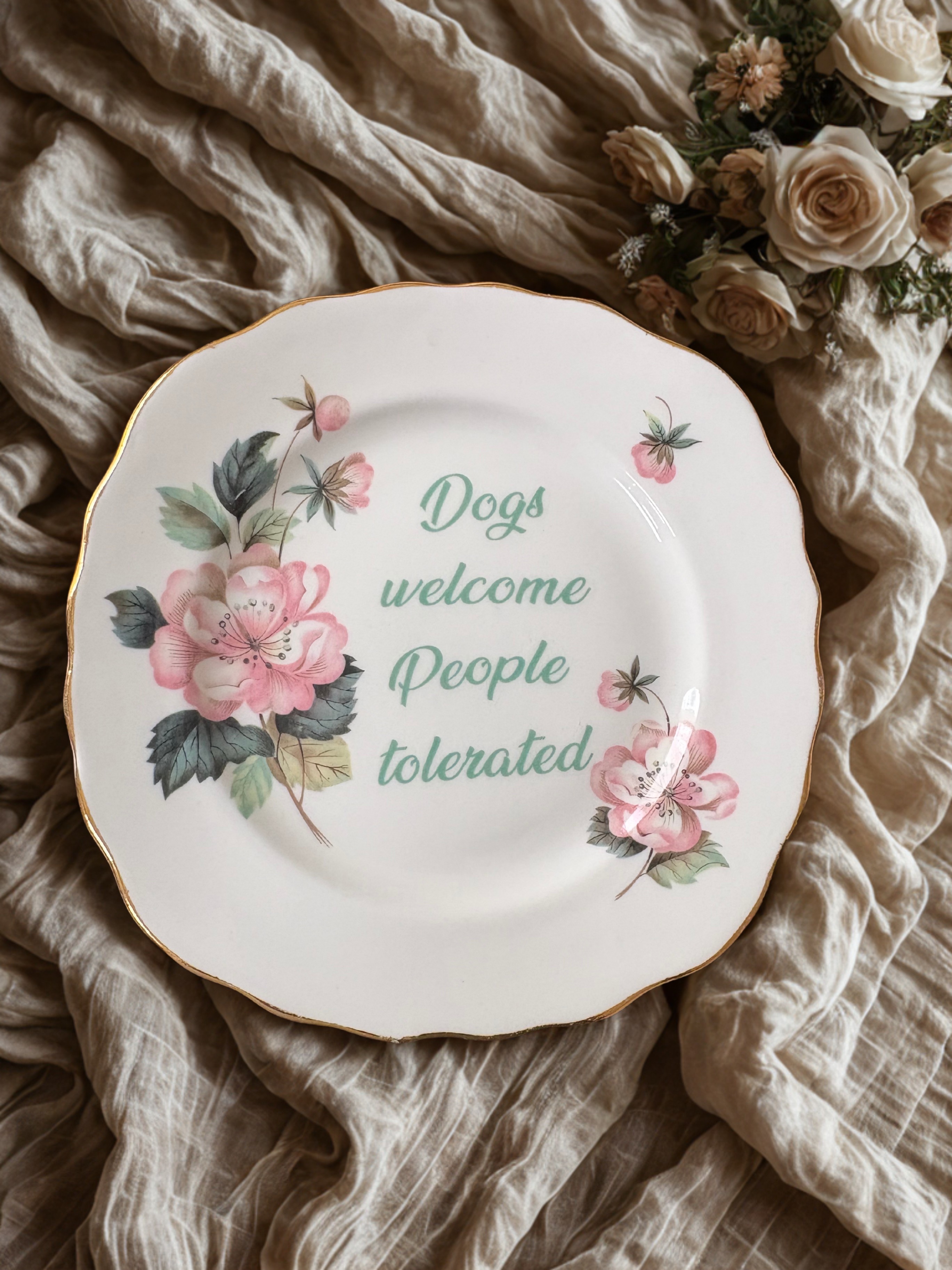 Dogs Welcome - Vintage China Plate