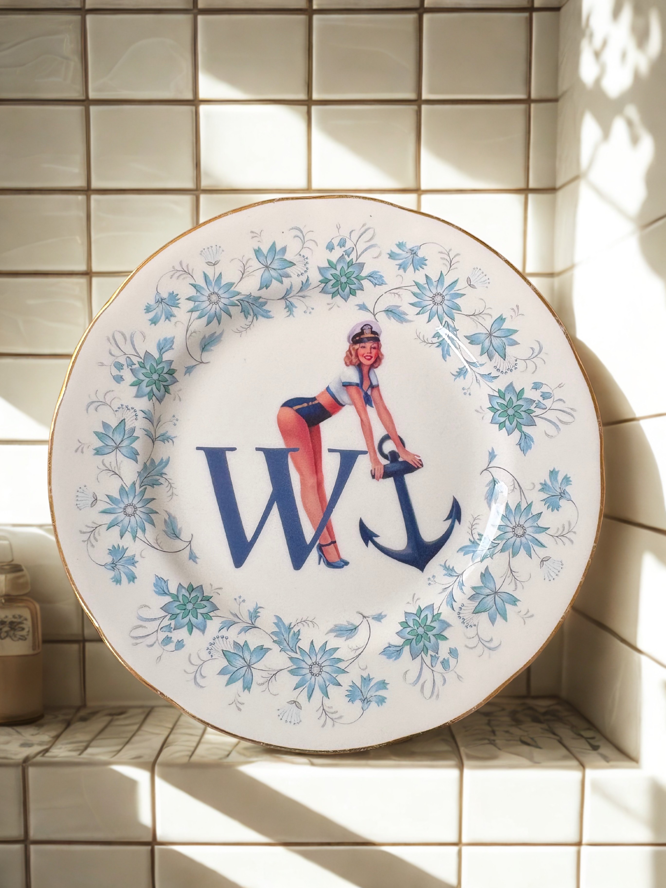 W-Anchor - Vintage China Plate