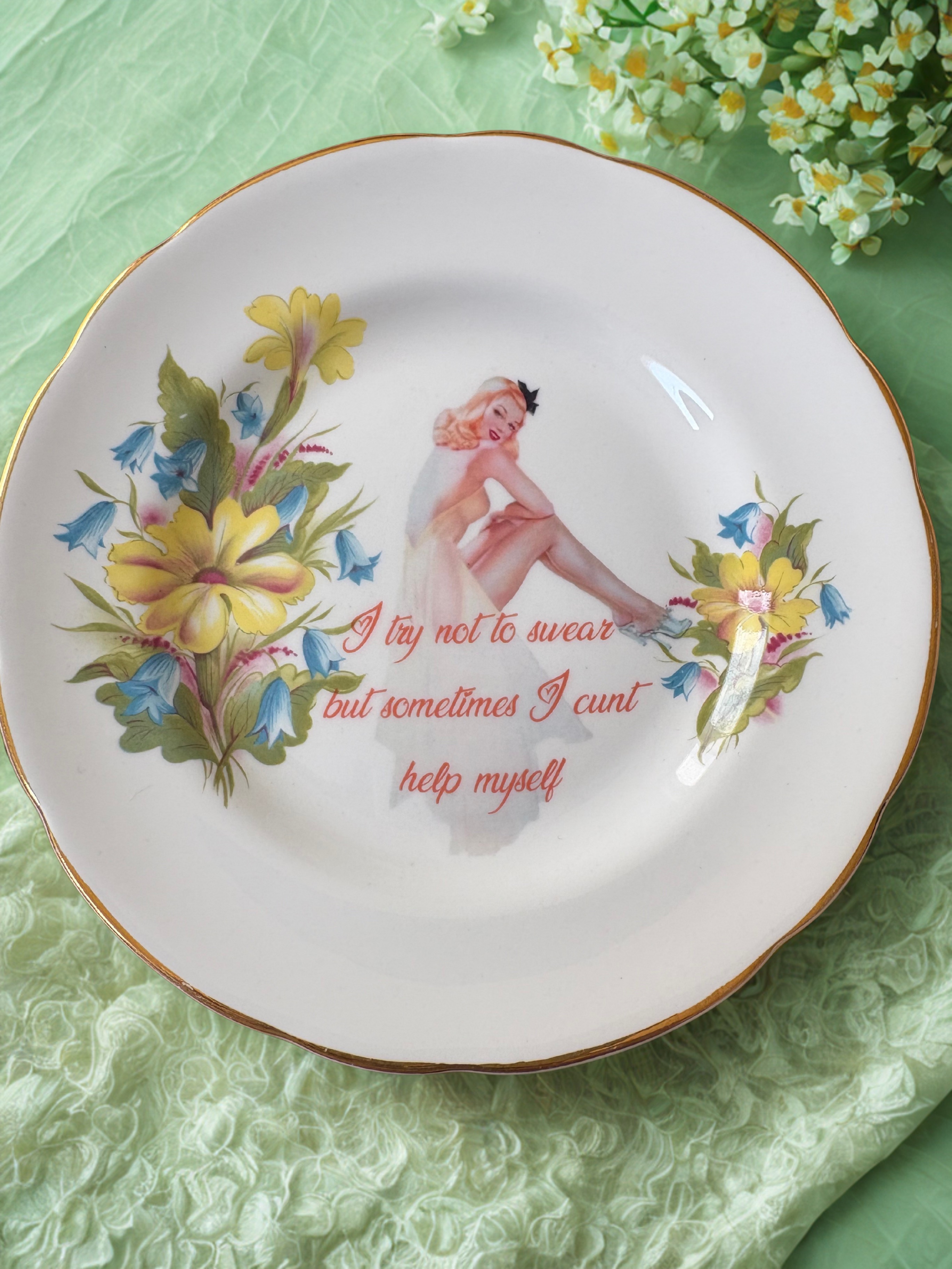 I Try Not to Swear - Vintage China Plate
