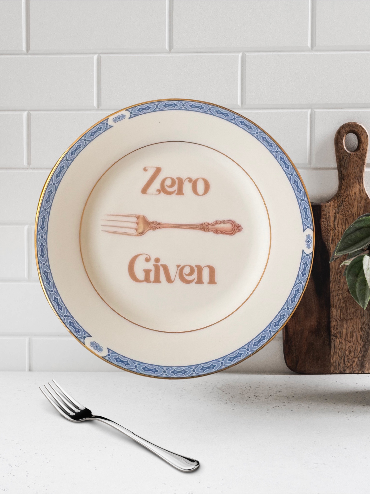 Zero 'Fork' Given - Vintage China Plate