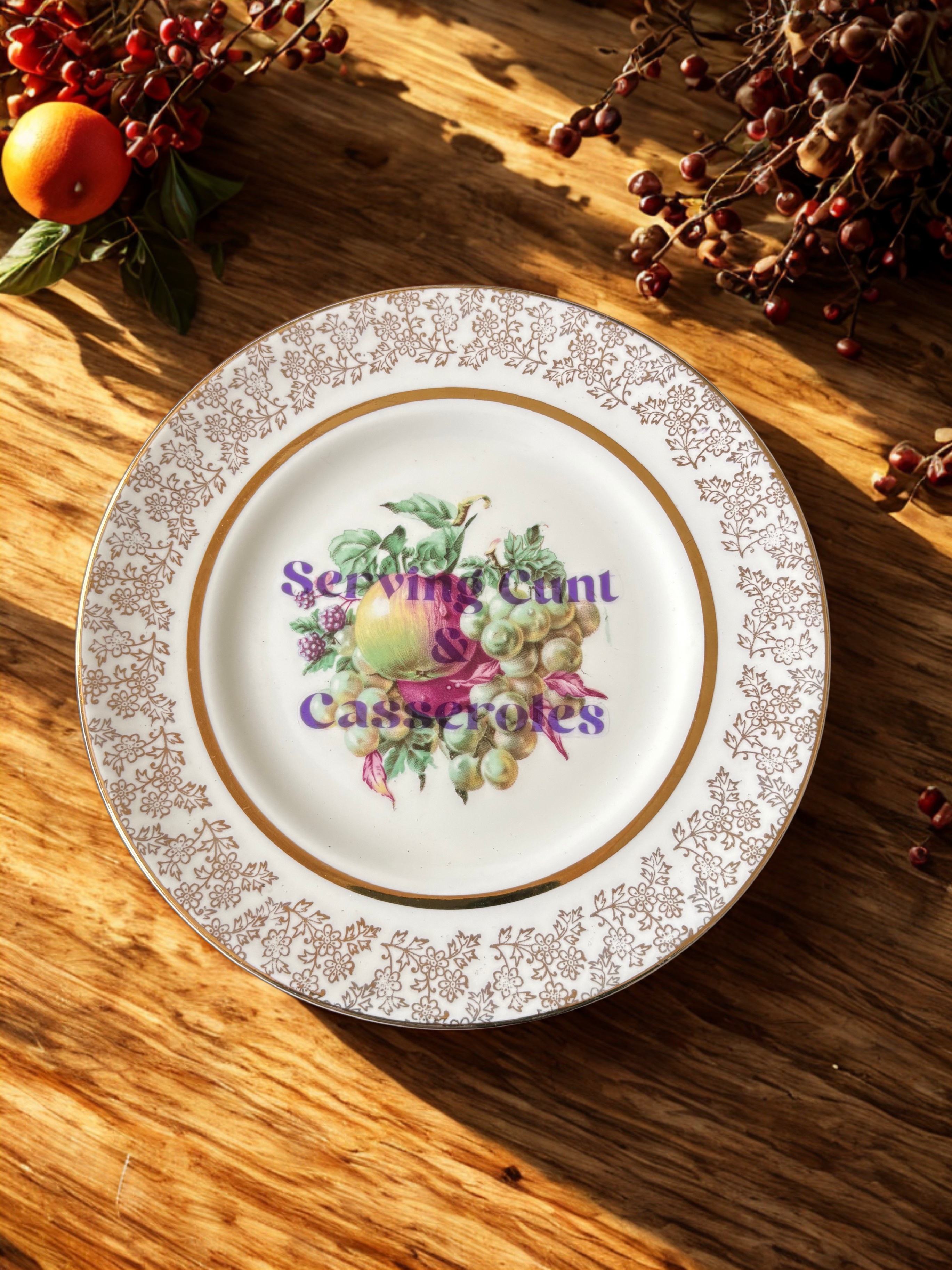 Serving Cunt & Casseroles - Vintage China Plate