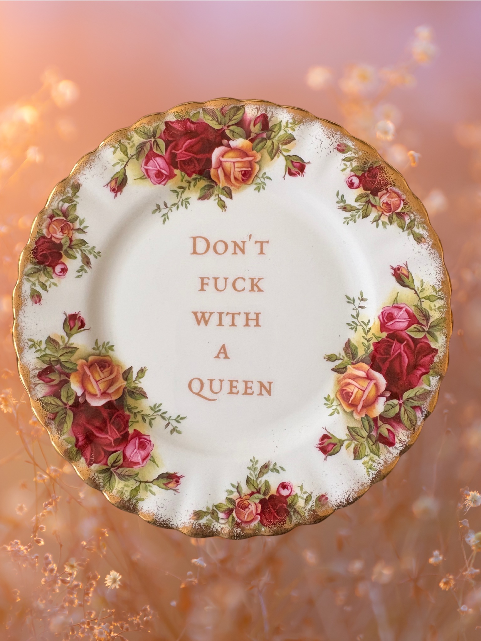 Don't Fuck with a Queen - Vintage China Plate