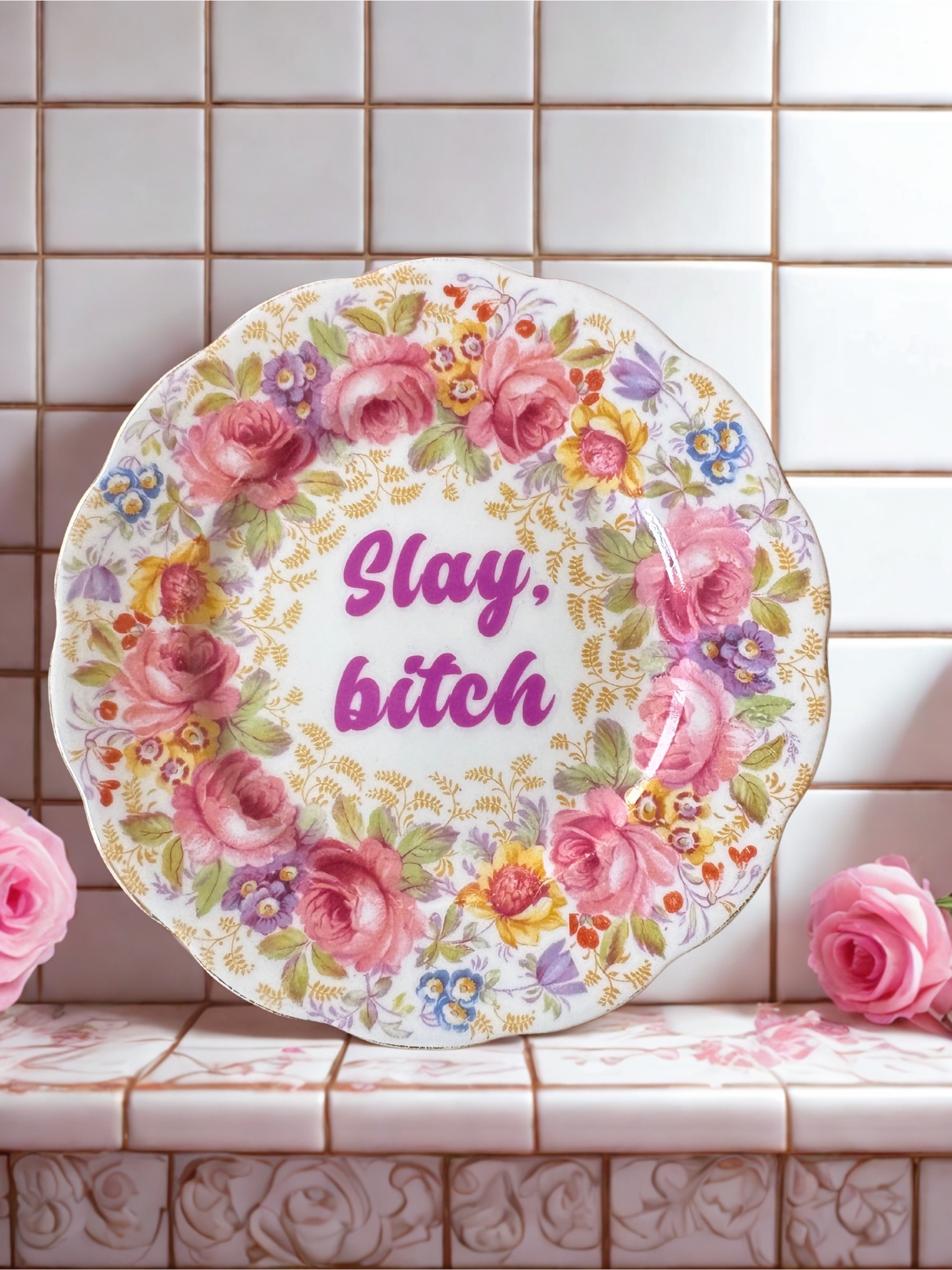Slay Bitch - Vintage China Plate