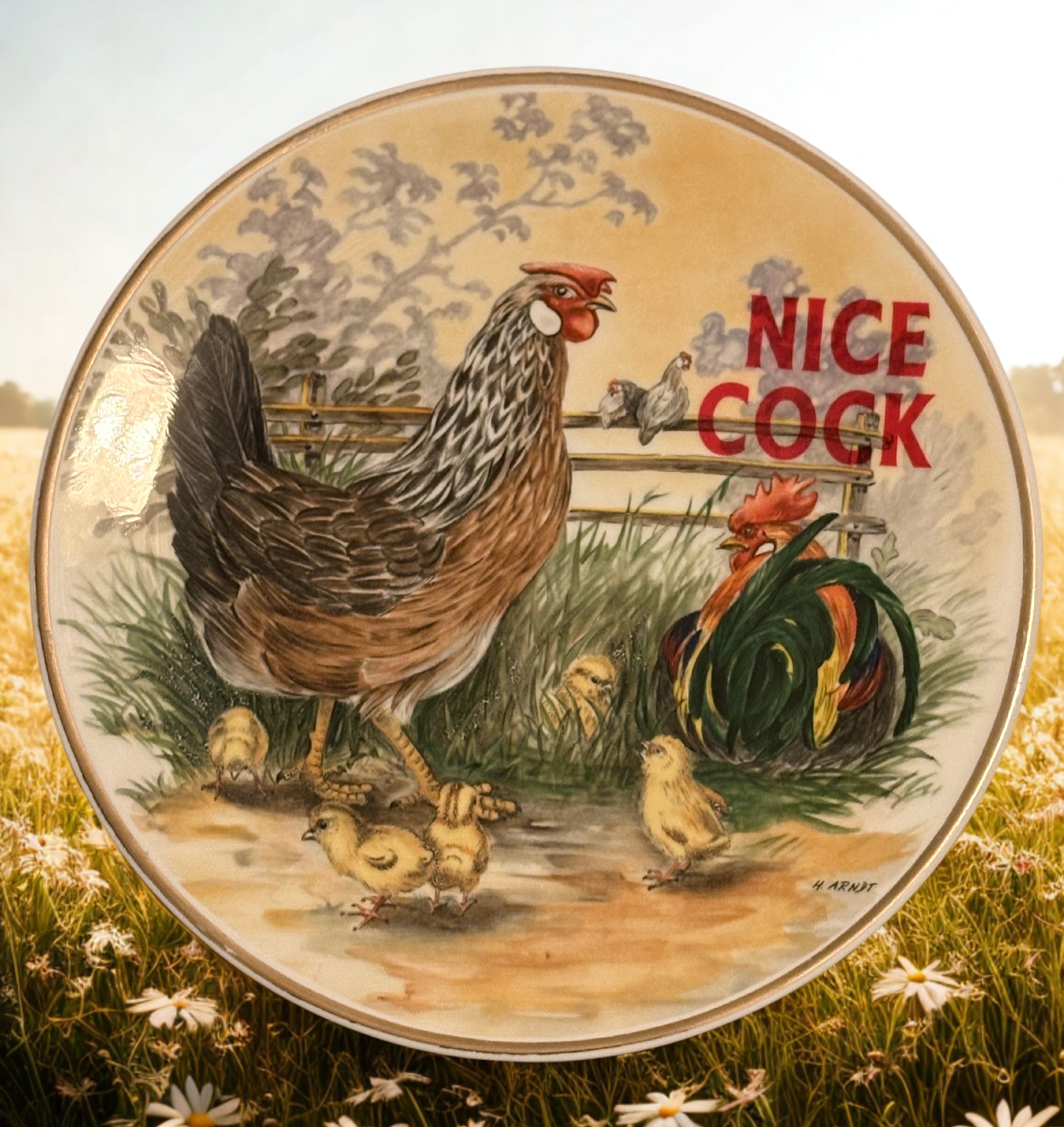 “Nice Cock – Vintage Picture Plate”