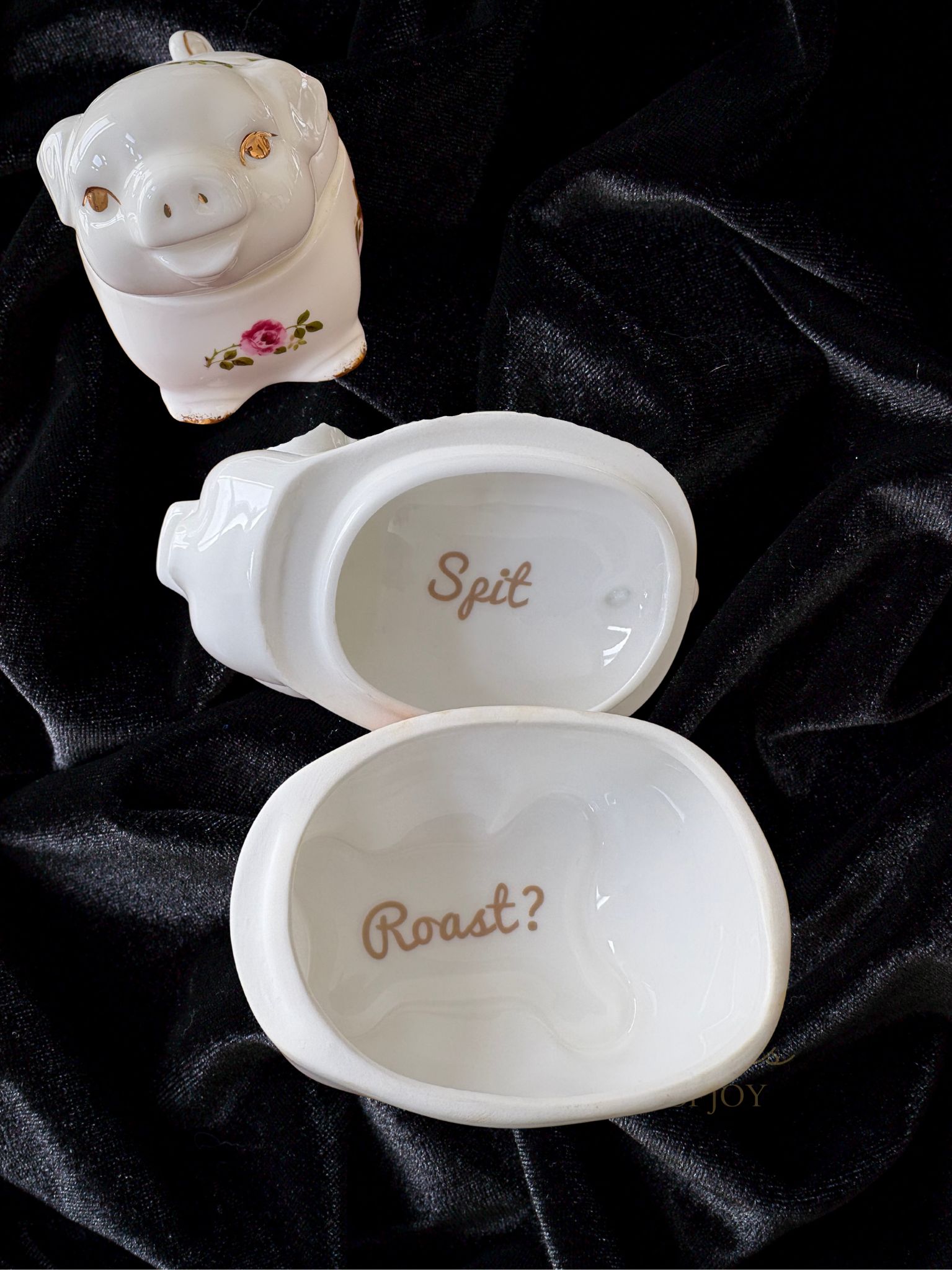 Vintage Floral Pig Trinket Pot - Roast? 