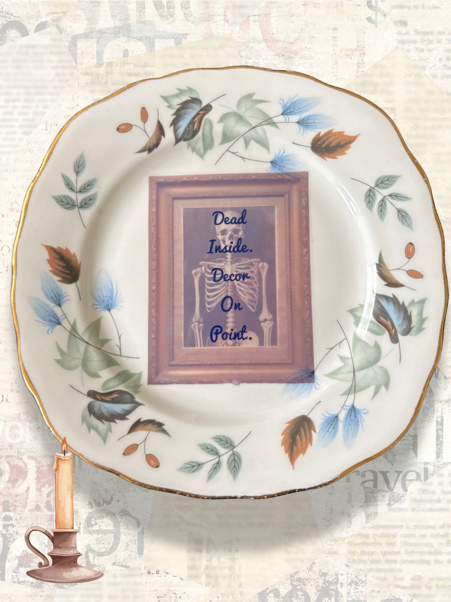 Vintage China Plate – Dead Inside. Decor On Point.
