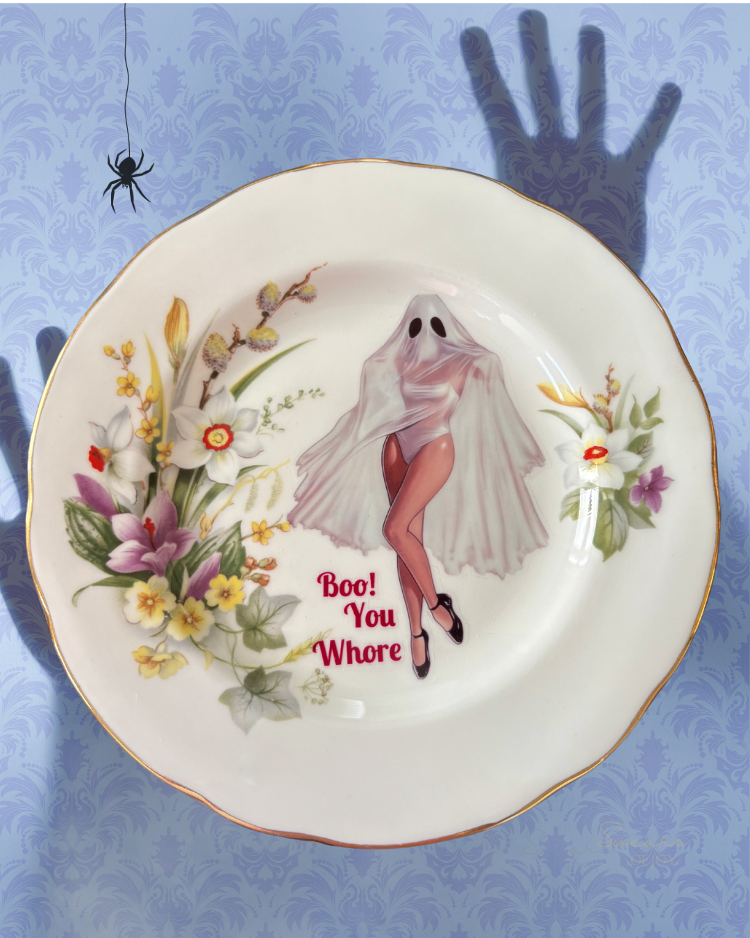 Vintage China Plate – Boo! You Whore 