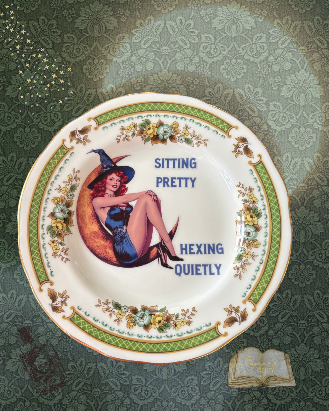 Vintage China Plate – Sitting Pretty, Hexing Quietly 