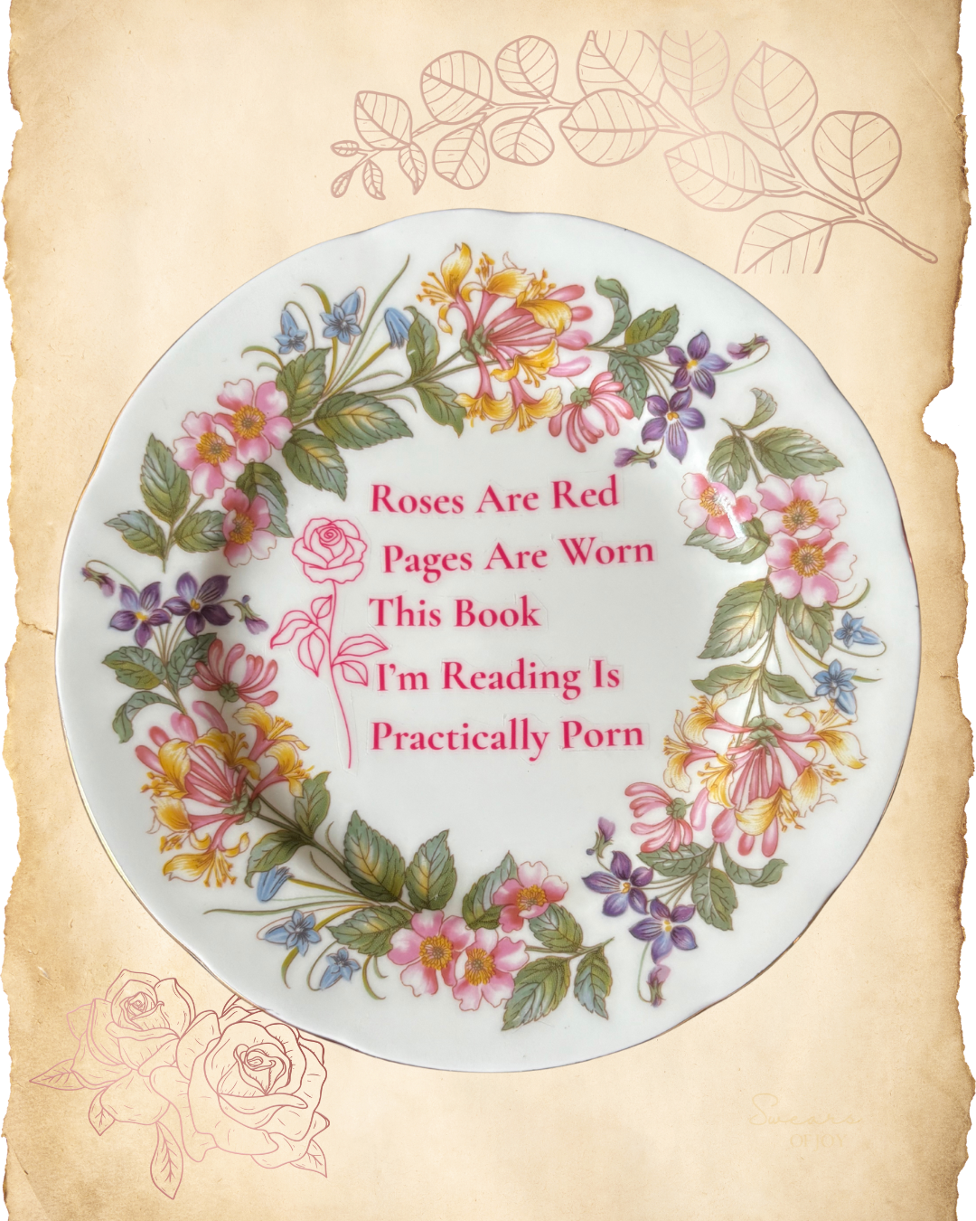 Roses Are Red, Pages Are Worn - Vintage Plate